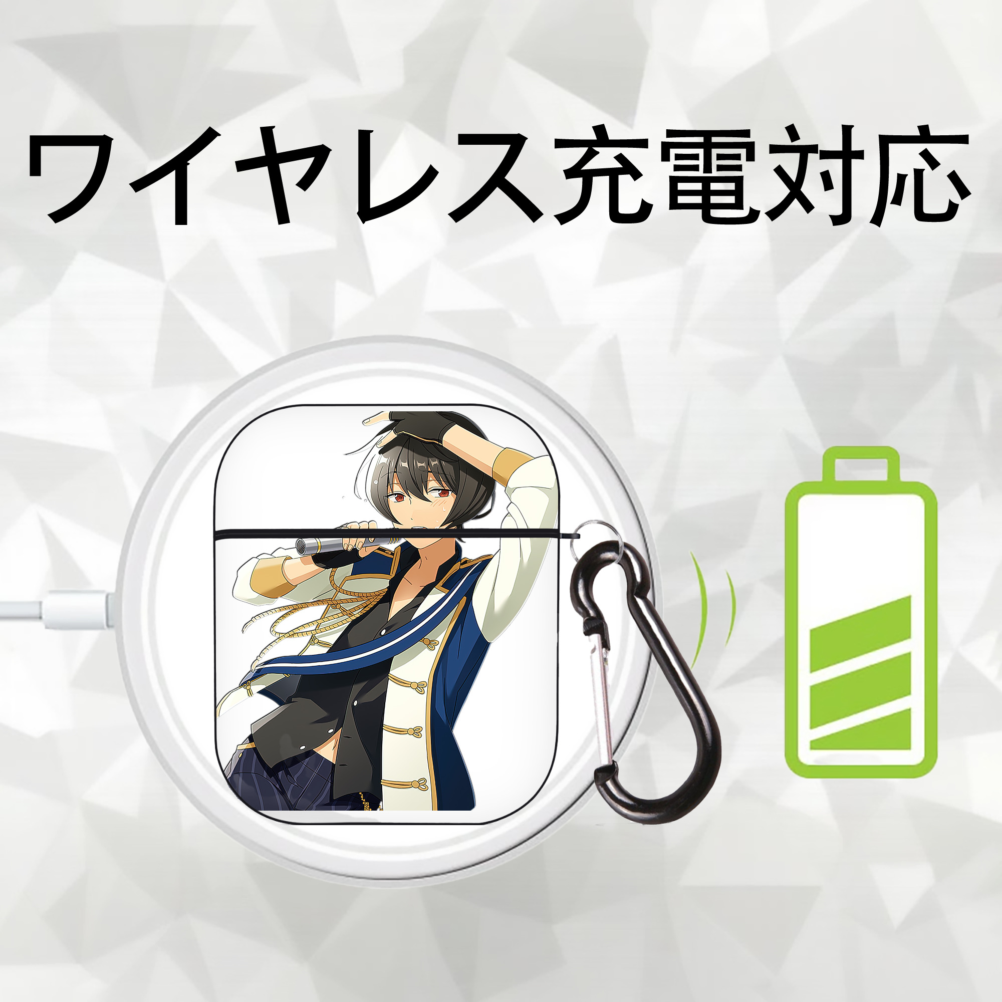 あんさんぶるスターズ! Ensemble Stars AirPods 第2世代保護ケース ハードシェル ブラック 耐衝撃・防指紋・カラビナ付き