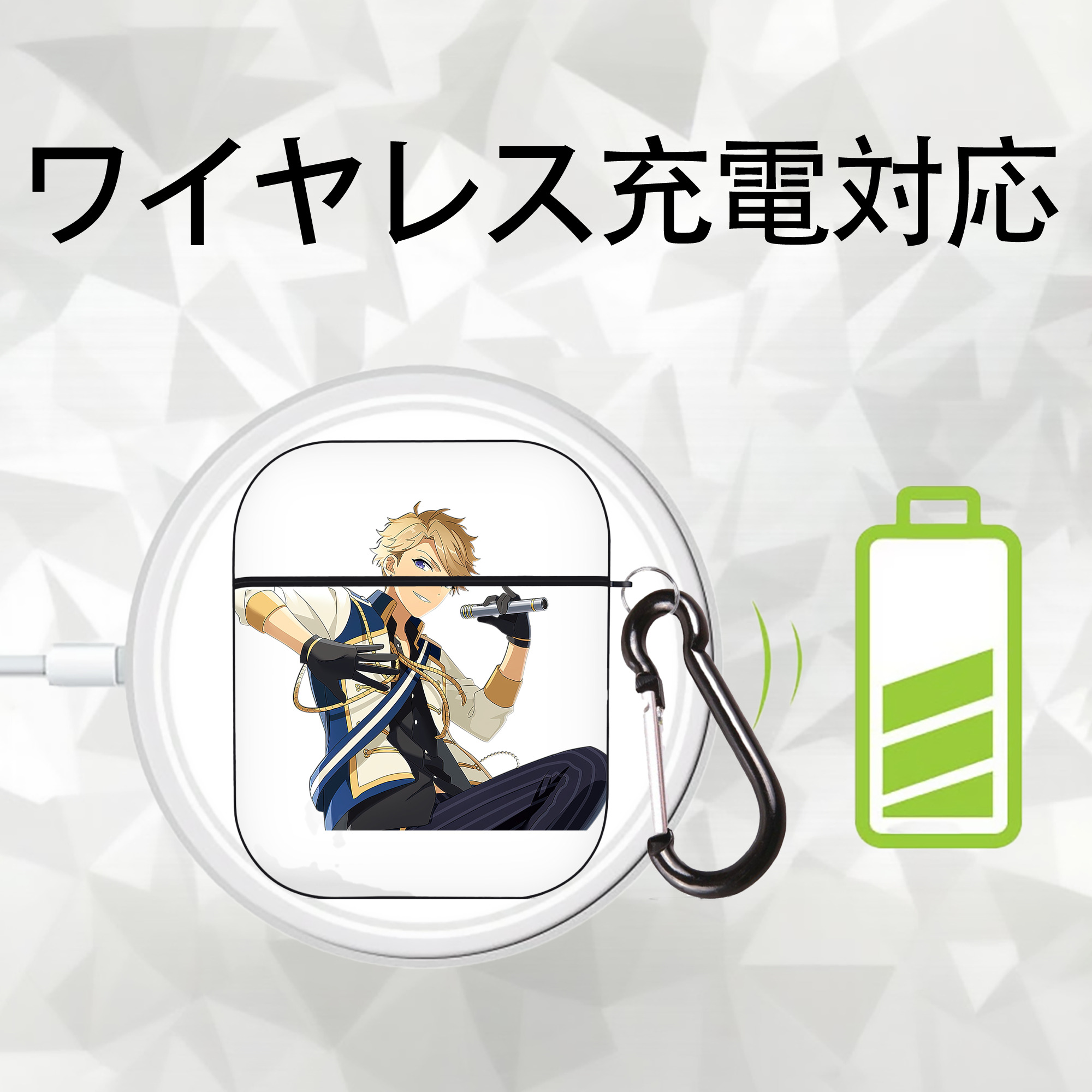あんさんぶるスターズ! Ensemble Stars AirPods 第2世代保護ケース ハードシェル ブラック 耐衝撃・防指紋・カラビナ付き