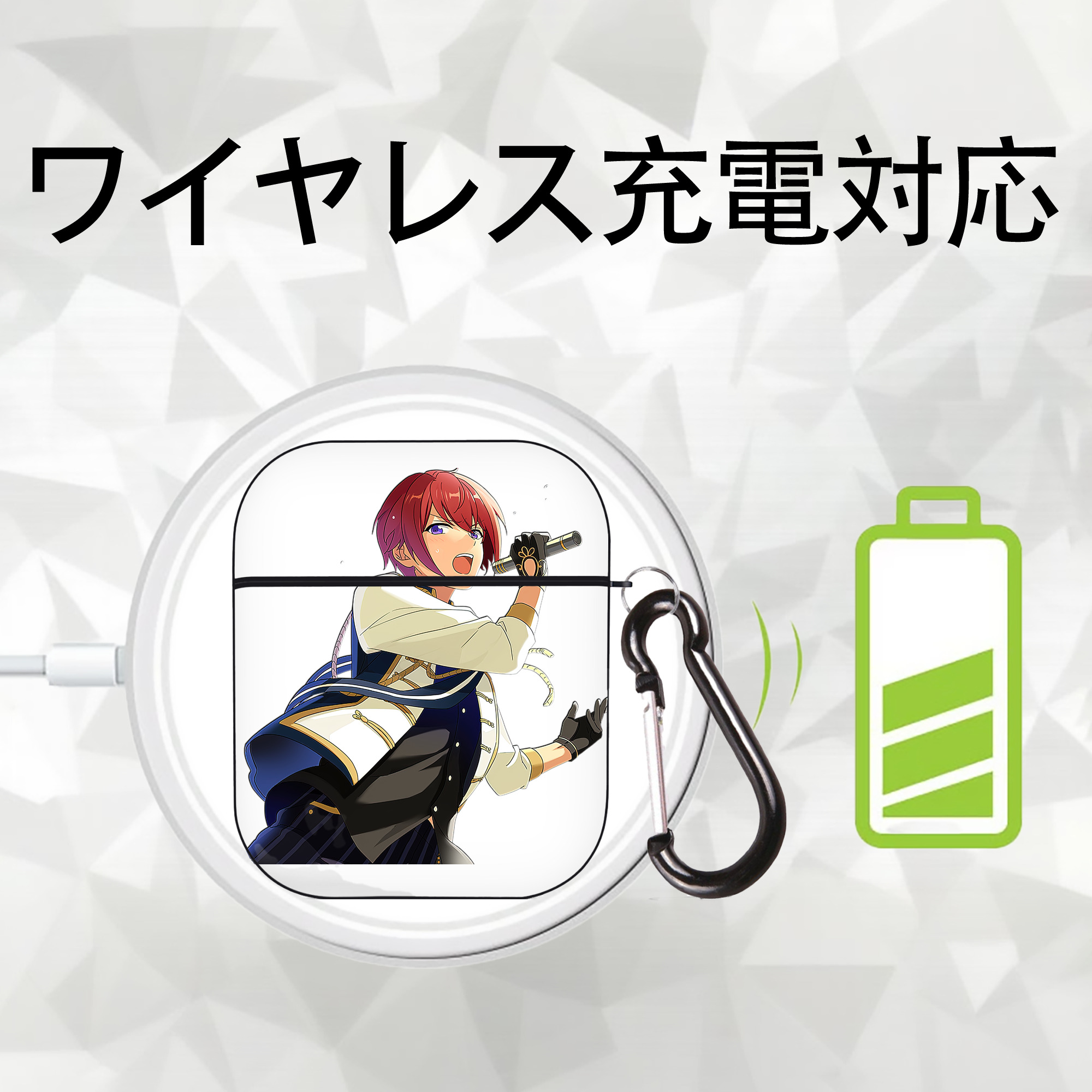 あんさんぶるスターズ! Ensemble Stars AirPods 第2世代保護ケース ハードシェル ブラック 耐衝撃・防指紋・カラビナ付き