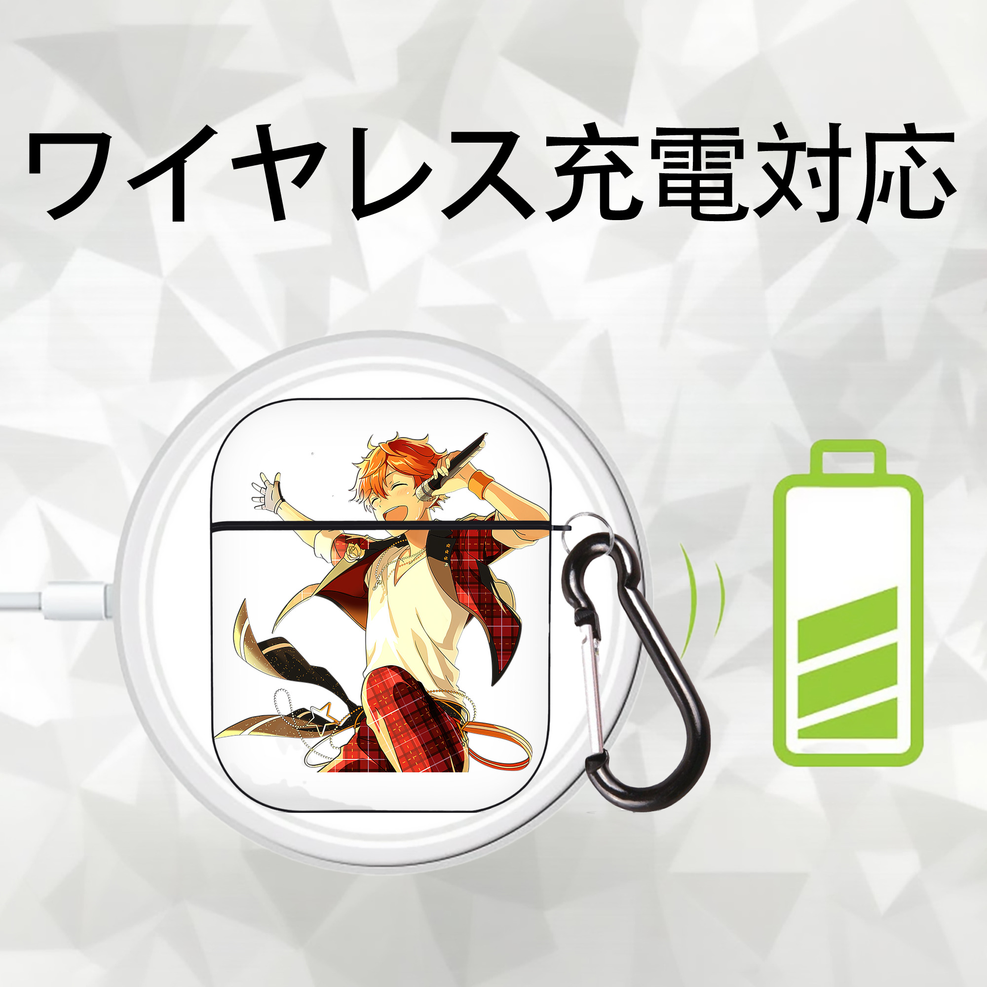あんさんぶるスターズ! Ensemble Stars AirPods 第2世代保護ケース ハードシェル ブラック 耐衝撃・防指紋・カラビナ付き