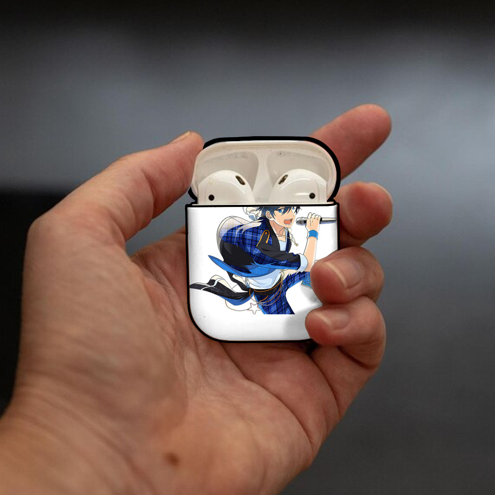 あんさんぶるスターズ! Ensemble Stars AirPods 第2世代保護ケース ハードシェル ブラック 耐衝撃・防指紋・カラビナ付き