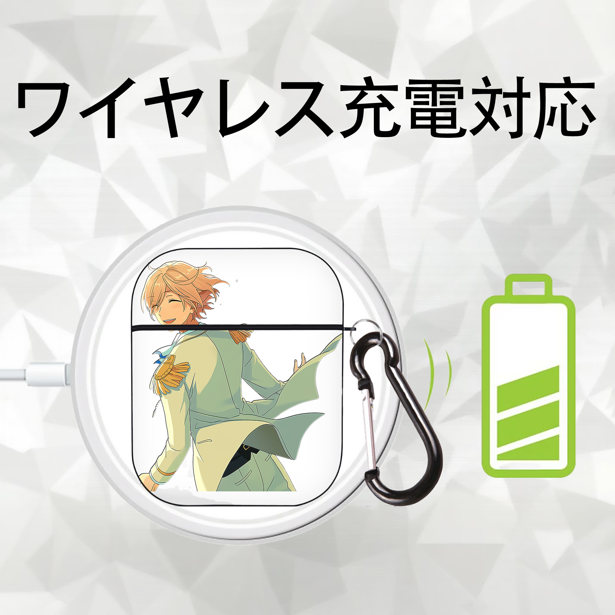 あんさんぶるスターズ! Ensemble Stars AirPods 第2世代保護ケース ハードシェル ブラック 耐衝撃・防指紋・カラビナ付き