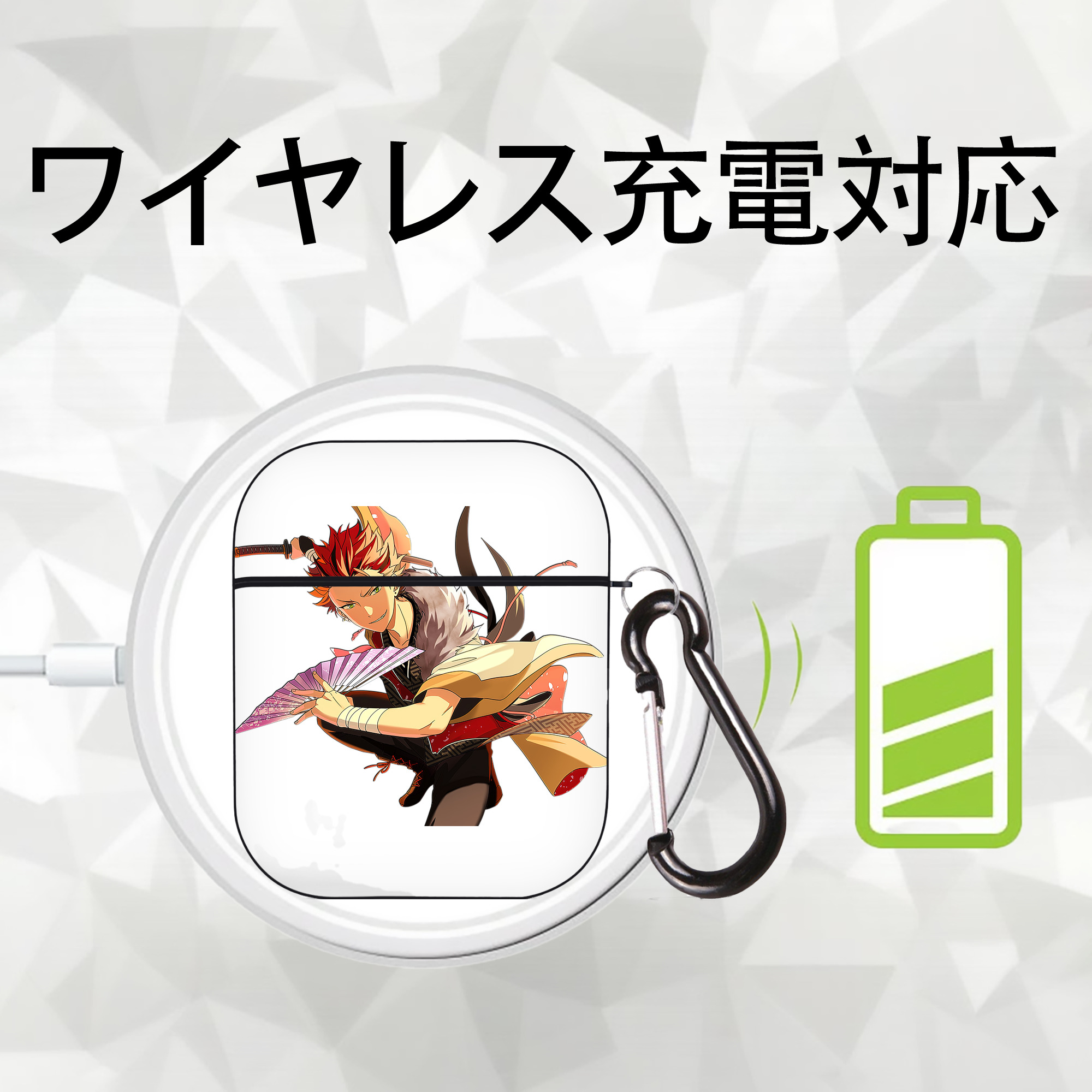 あんさんぶるスターズ! Ensemble Stars AirPods 第2世代保護ケース ハードシェル ブラック 耐衝撃・防指紋・カラビナ付き