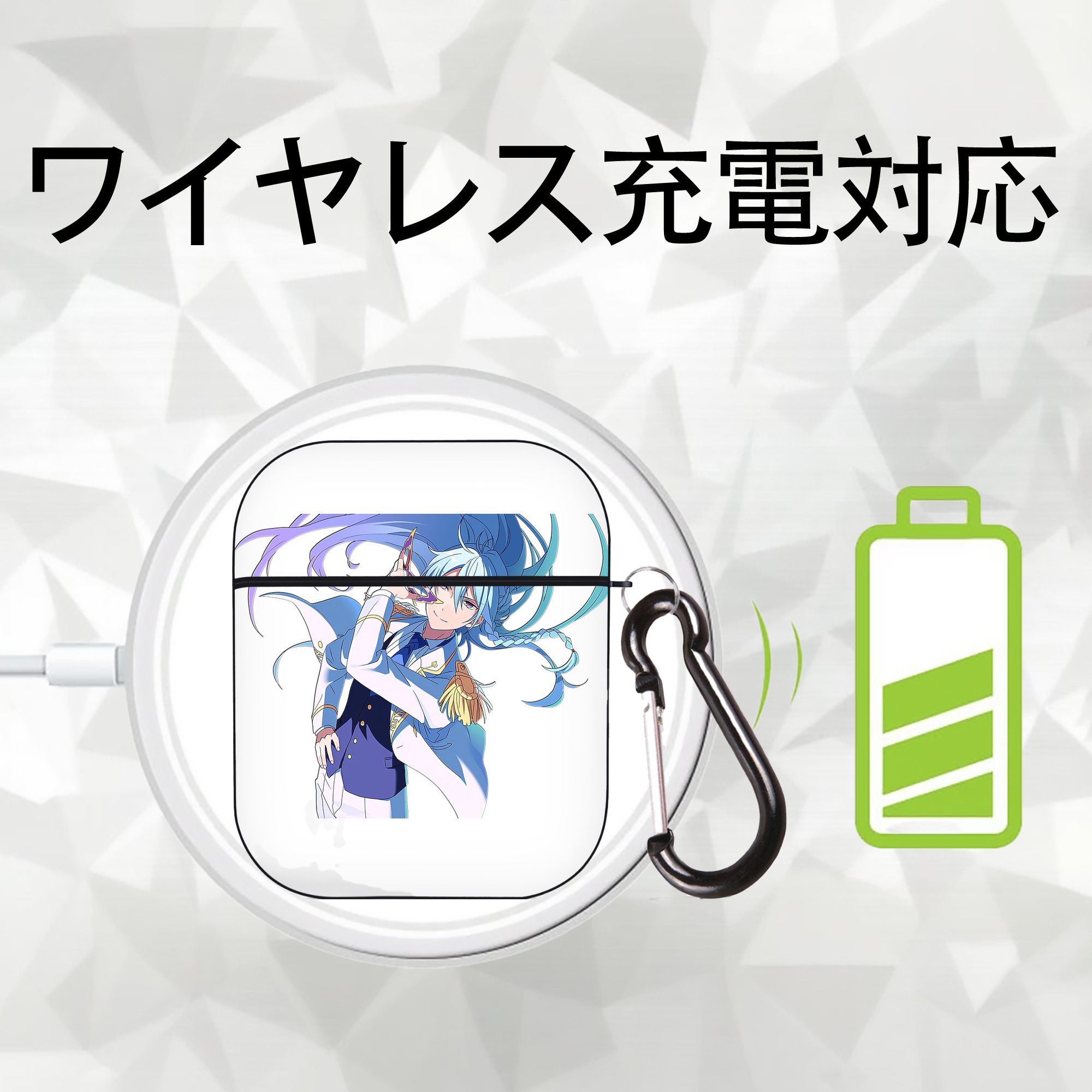 あんさんぶるスターズ! Ensemble Stars AirPods 第2世代保護ケース ハードシェル ブラック 耐衝撃・防指紋・カラビナ付き