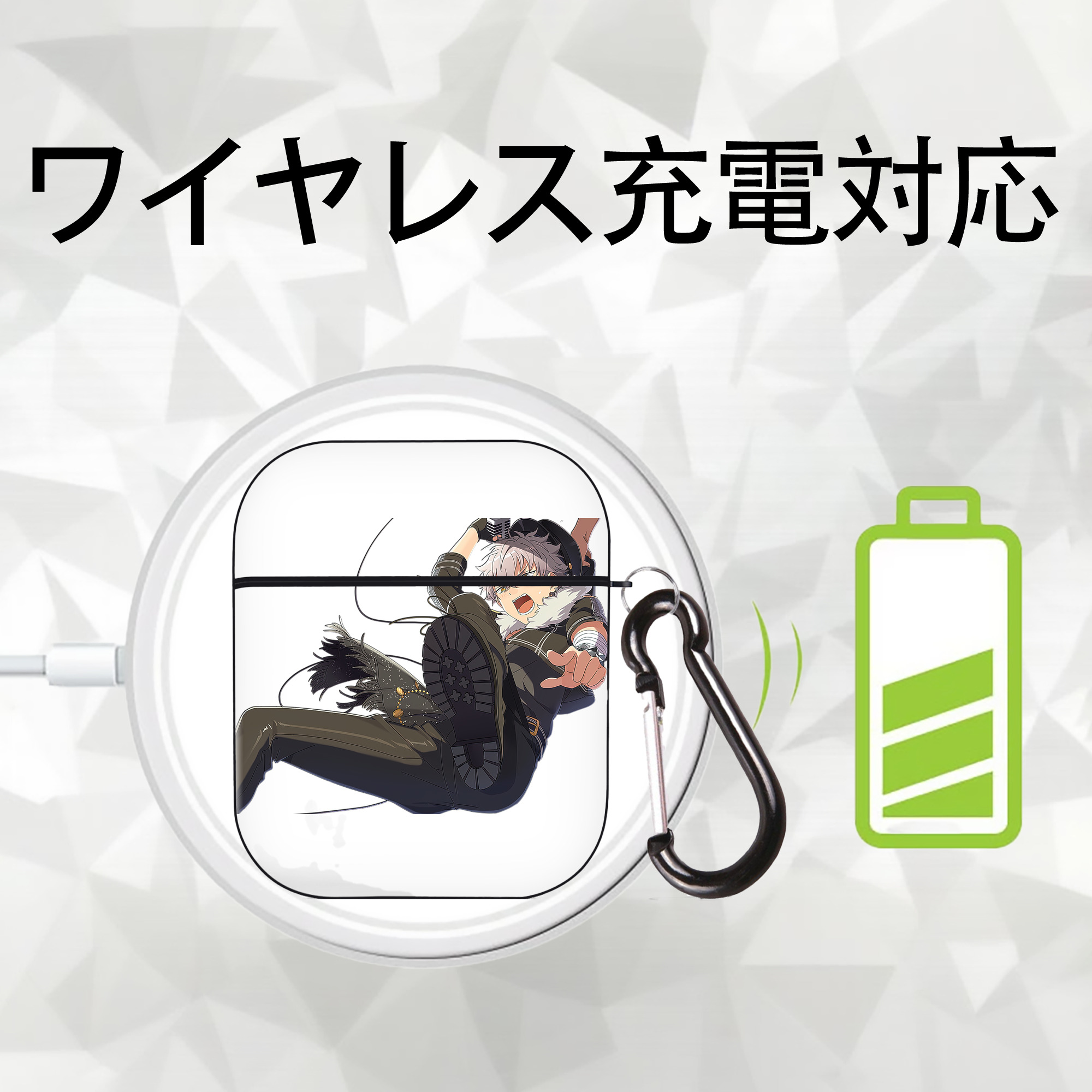 あんさんぶるスターズ! Ensemble Stars AirPods 第2世代保護ケース ハードシェル ブラック 耐衝撃・防指紋・カラビナ付き