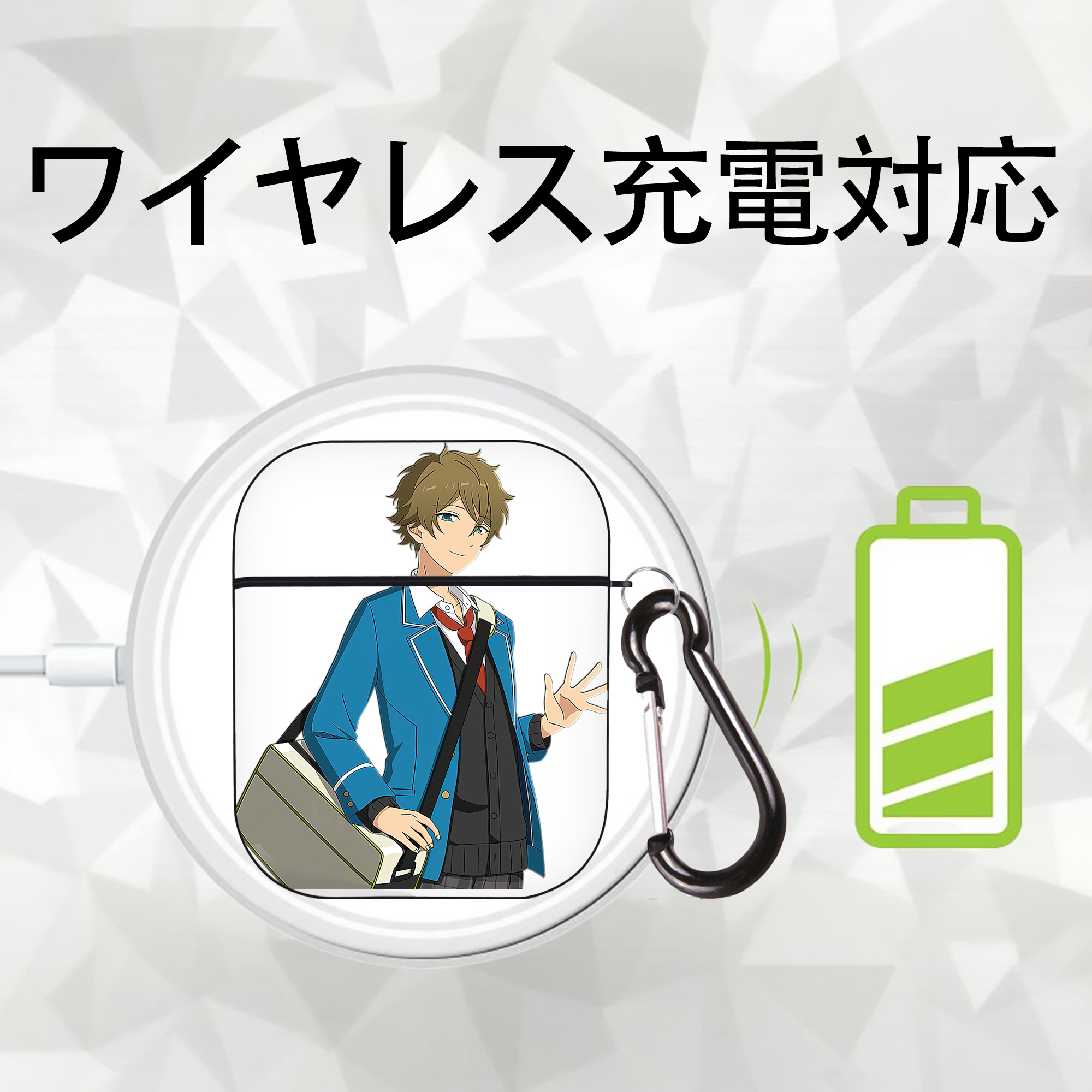 あんさんぶるスターズ! Ensemble Stars AirPods 第2世代保護ケース ハードシェル ブラック 耐衝撃・防指紋・カラビナ付き