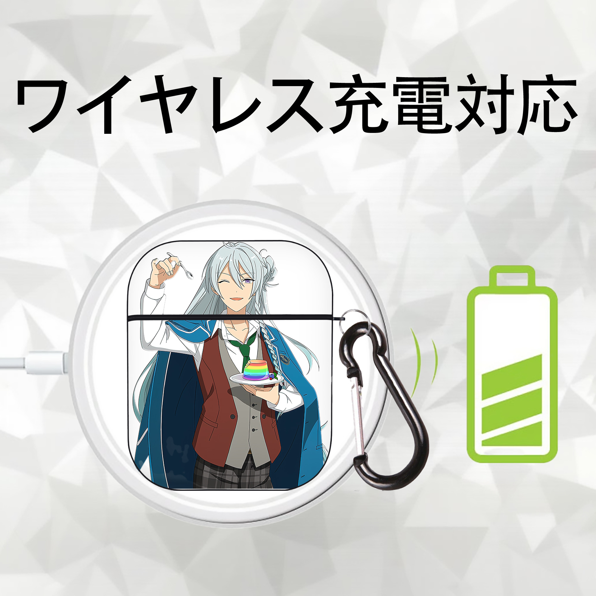あんさんぶるスターズ! Ensemble Stars AirPods 第2世代保護ケース ハードシェル ブラック 耐衝撃・防指紋・カラビナ付き