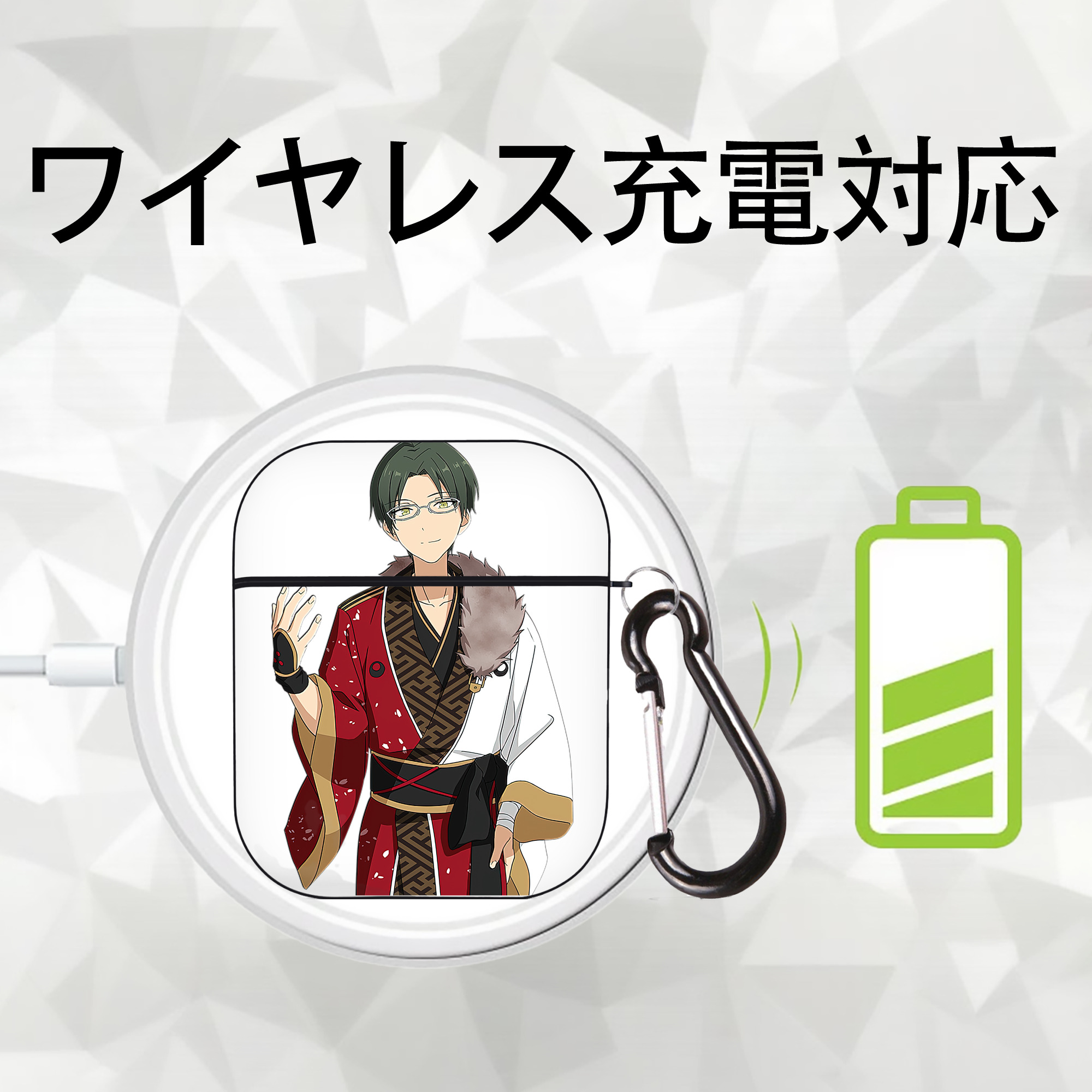 あんさんぶるスターズ! Ensemble Stars AirPods 第2世代保護ケース ハードシェル ブラック 耐衝撃・防指紋・カラビナ付き