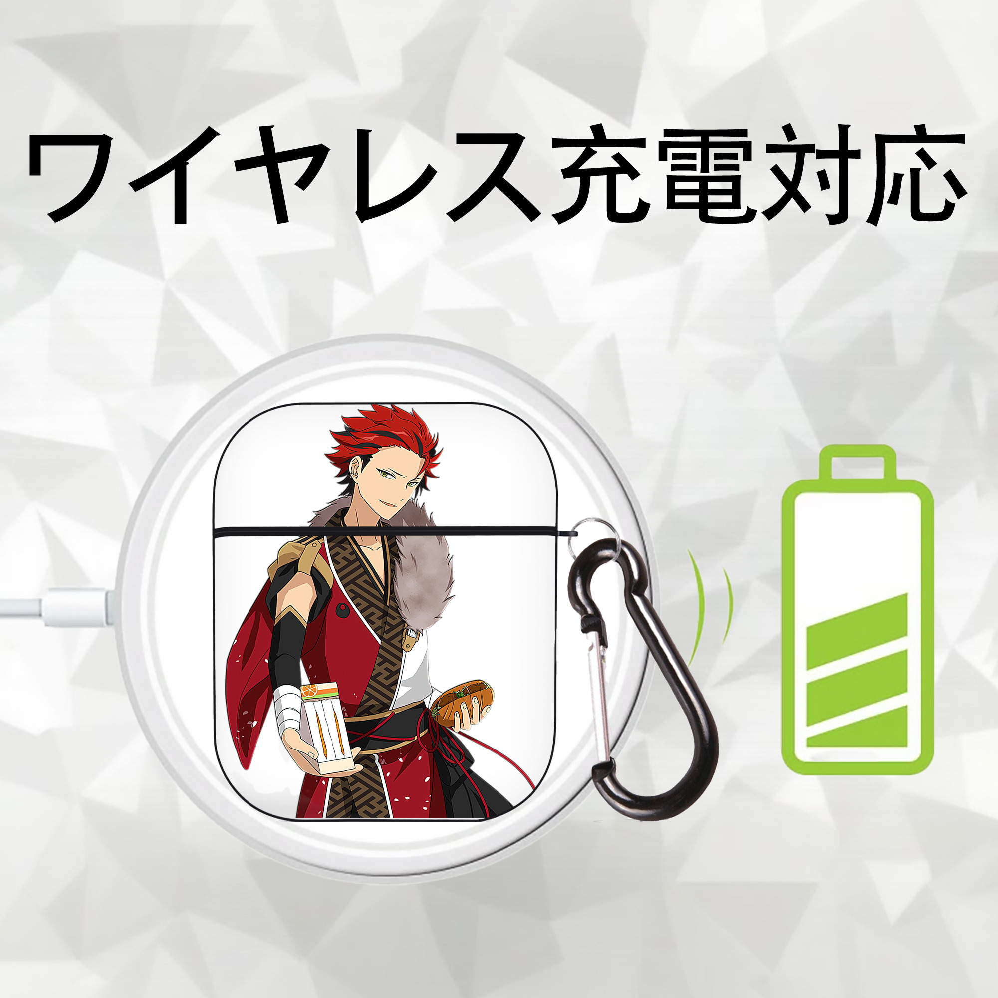 あんさんぶるスターズ! Ensemble Stars AirPods 第2世代保護ケース ハードシェル ブラック 耐衝撃・防指紋・カラビナ付き