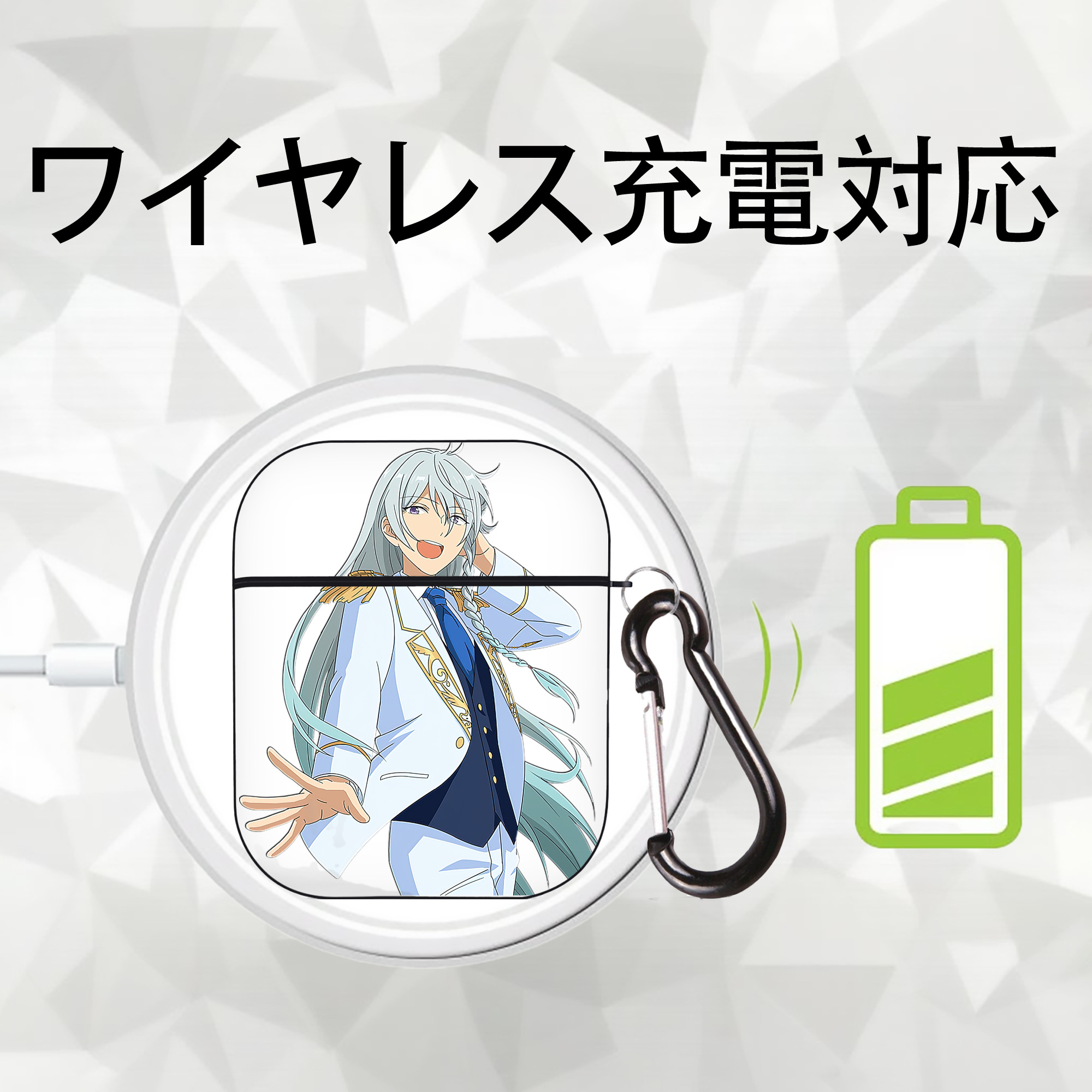 あんさんぶるスターズ! Ensemble Stars AirPods 第2世代保護ケース ハードシェル ブラック 耐衝撃・防指紋・カラビナ付き