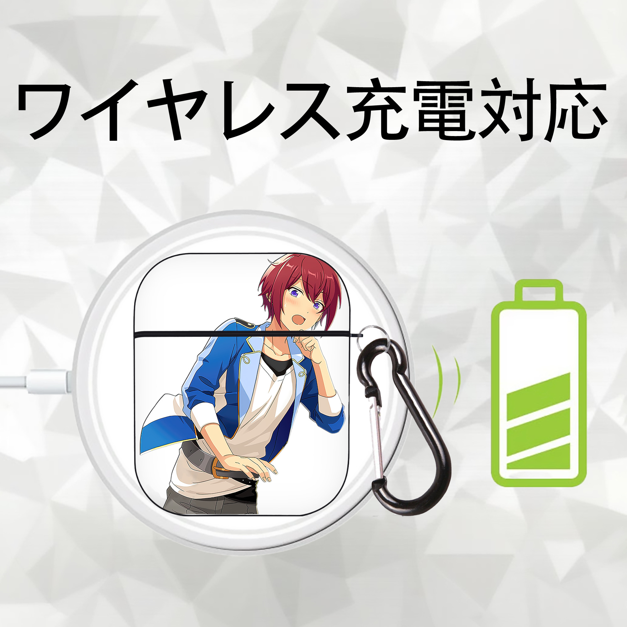 あんさんぶるスターズ! Ensemble Stars AirPods 第2世代保護ケース ハードシェル ブラック 耐衝撃・防指紋・カラビナ付き