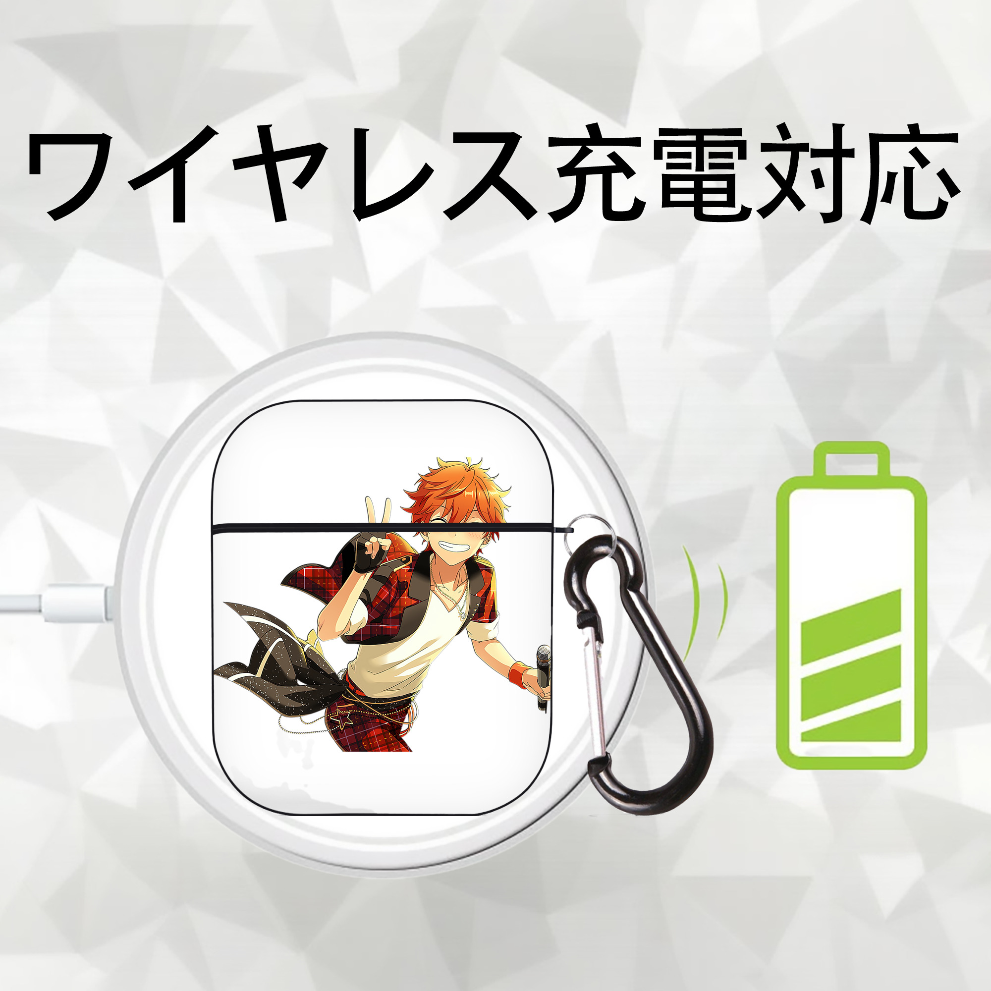 あんさんぶるスターズ! Ensemble Stars AirPods 第2世代保護ケース ハードシェル ブラック 耐衝撃・防指紋・カラビナ付き