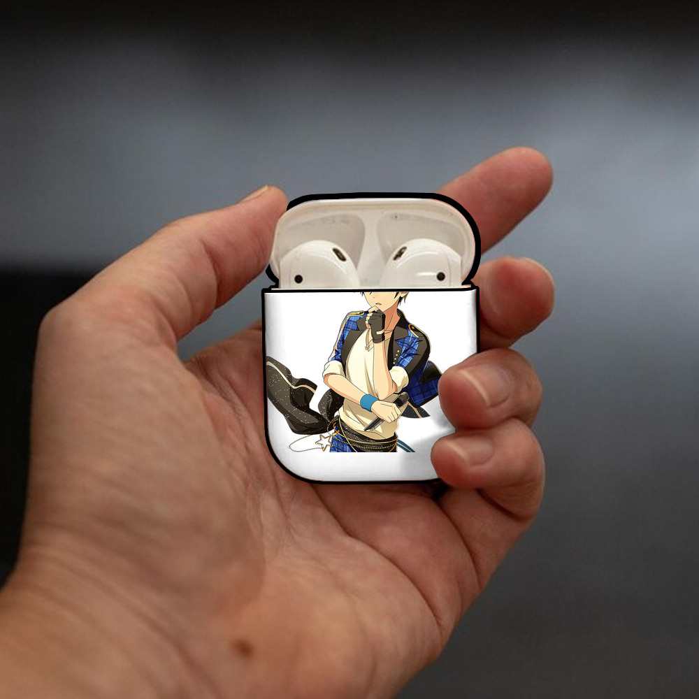 あんさんぶるスターズ! Ensemble Stars AirPods 第2世代保護ケース ハードシェル ブラック 耐衝撃・防指紋・カラビナ付き