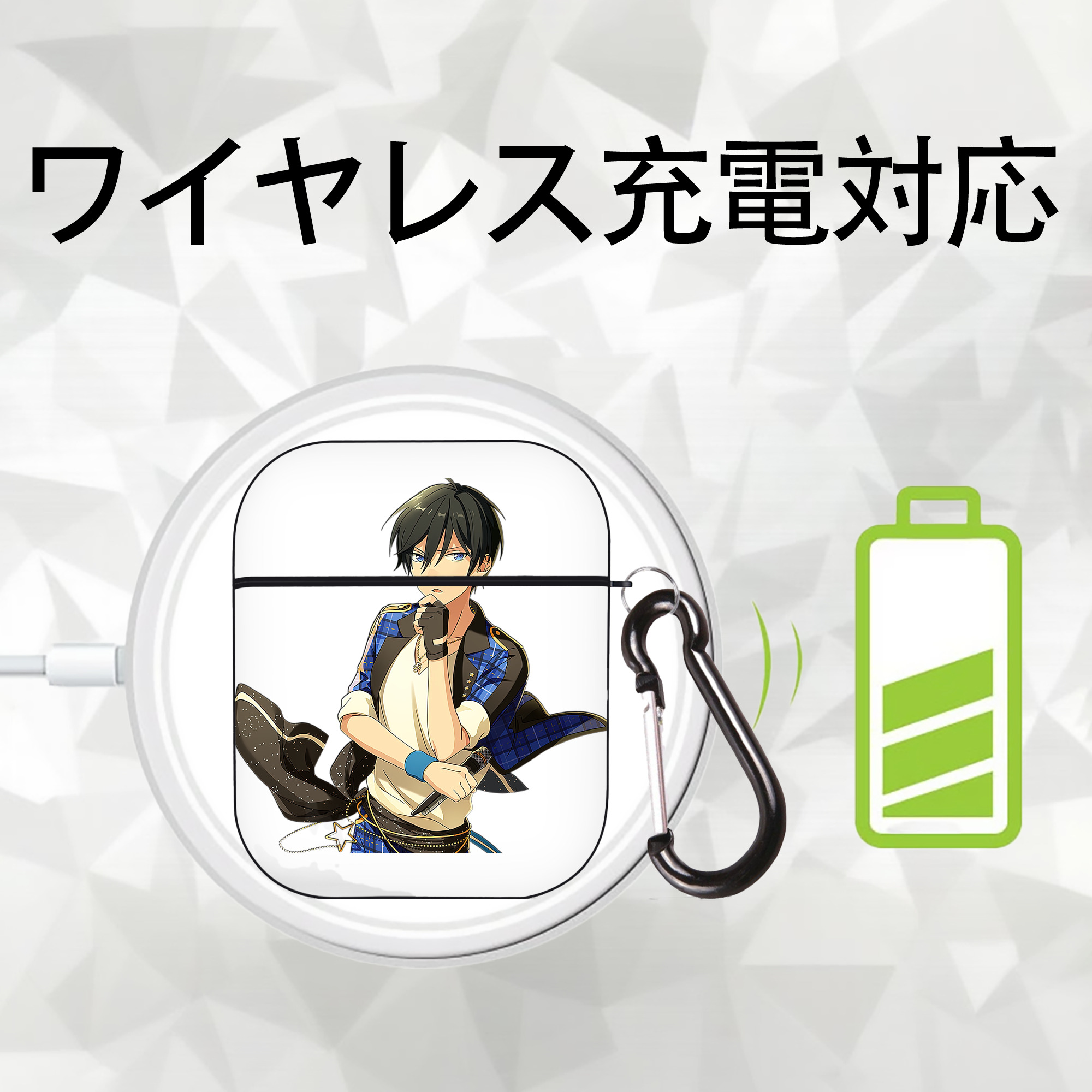 あんさんぶるスターズ! Ensemble Stars AirPods 第2世代保護ケース ハードシェル ブラック 耐衝撃・防指紋・カラビナ付き