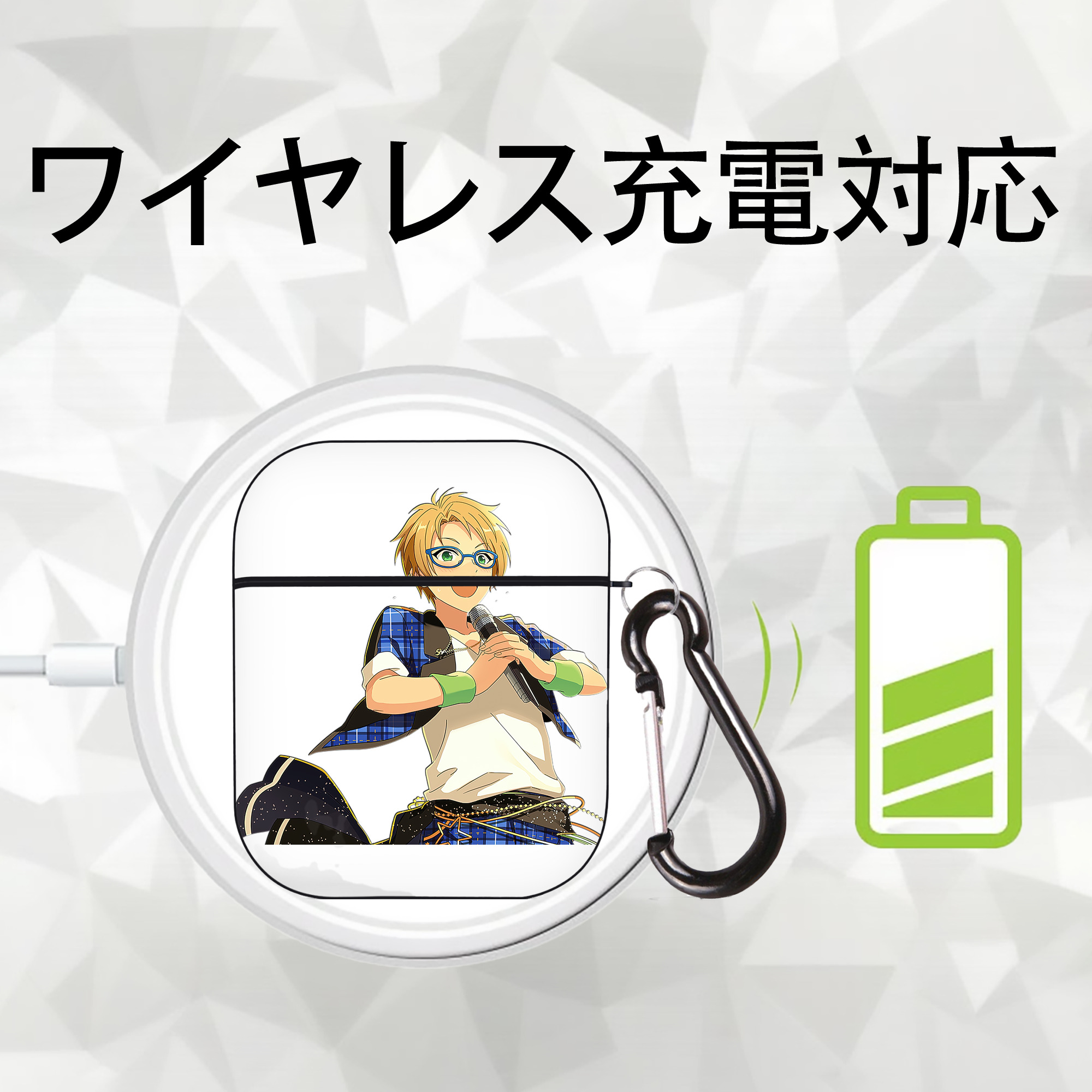 あんさんぶるスターズ! Ensemble Stars AirPods 第2世代保護ケース ハードシェル ブラック 耐衝撃・防指紋・カラビナ付き