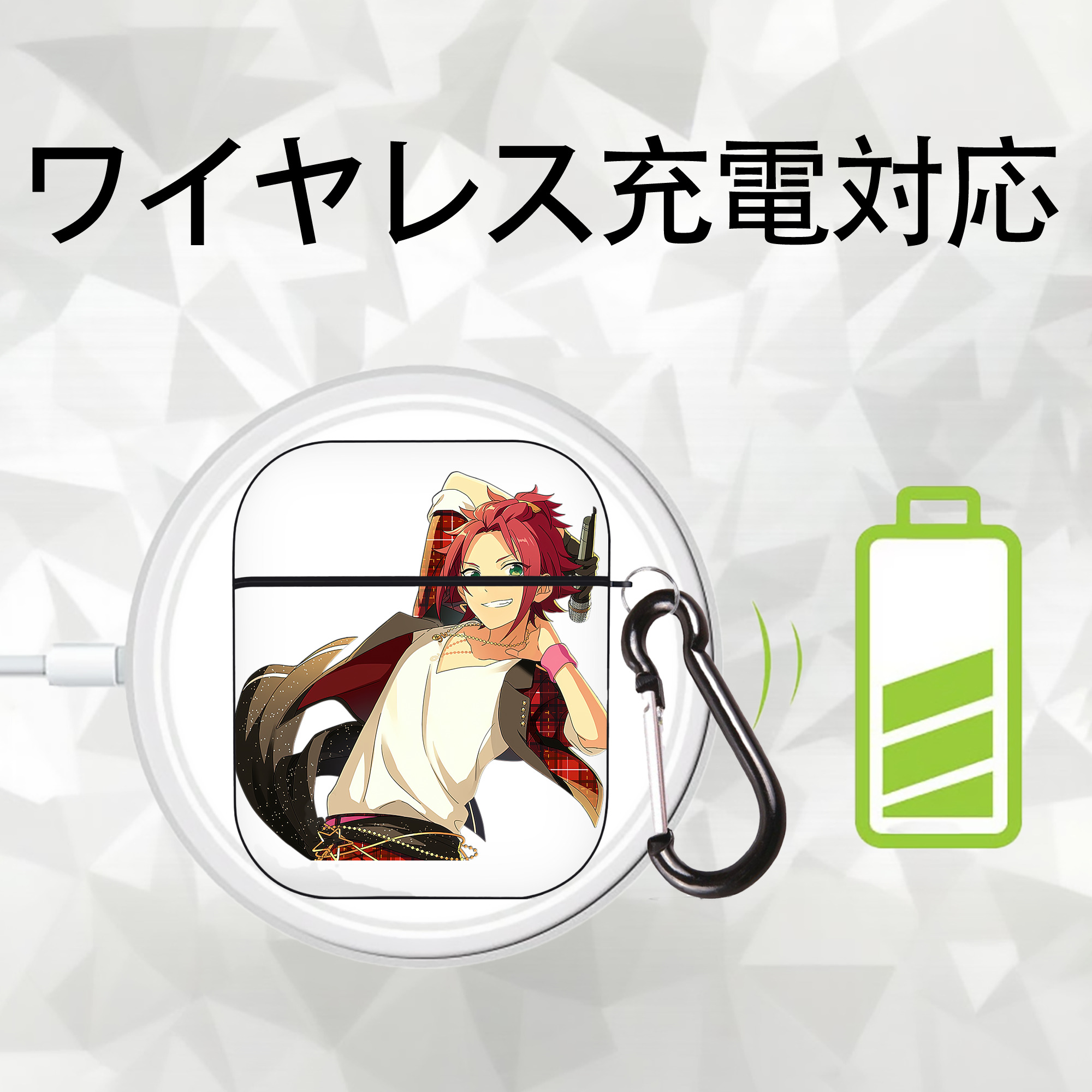 あんさんぶるスターズ! Ensemble Stars AirPods 第2世代保護ケース ハードシェル ブラック 耐衝撃・防指紋・カラビナ付き