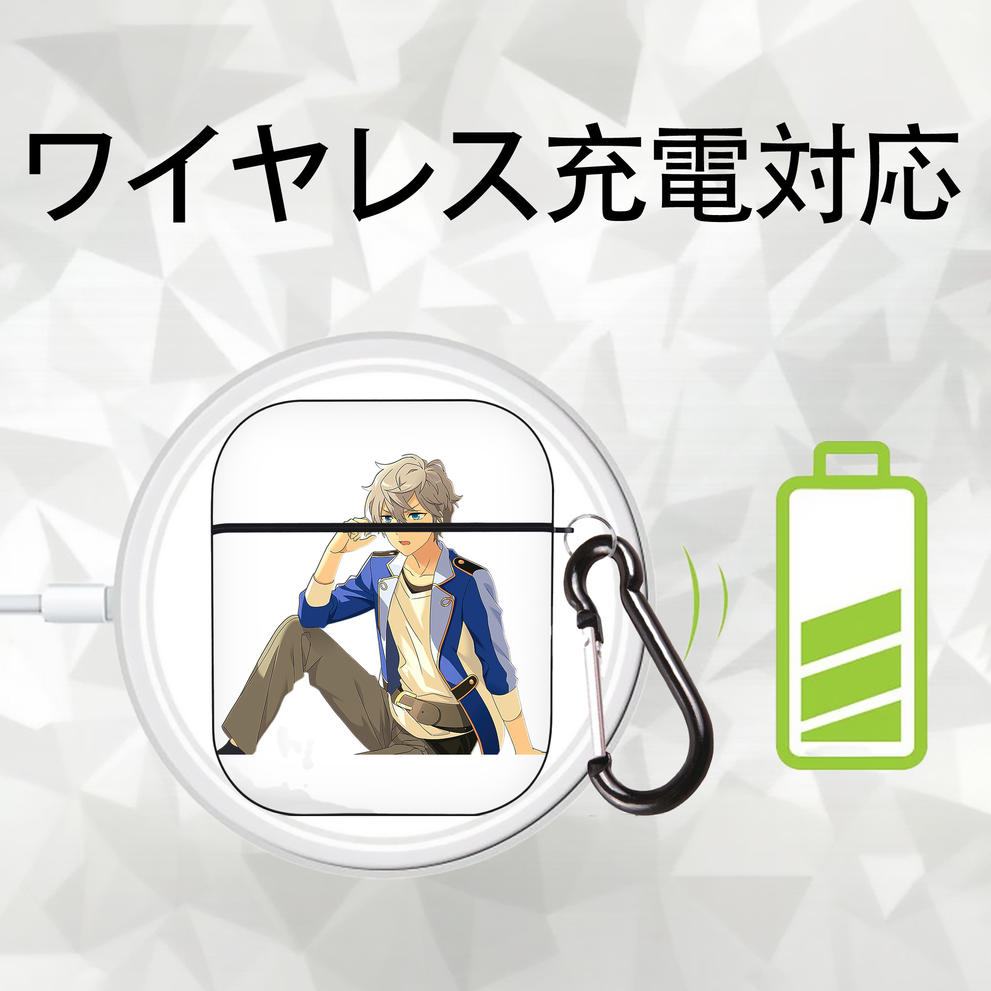 あんさんぶるスターズ! Ensemble Stars AirPods 第2世代保護ケース ハードシェル ブラック 耐衝撃・防指紋・カラビナ付き