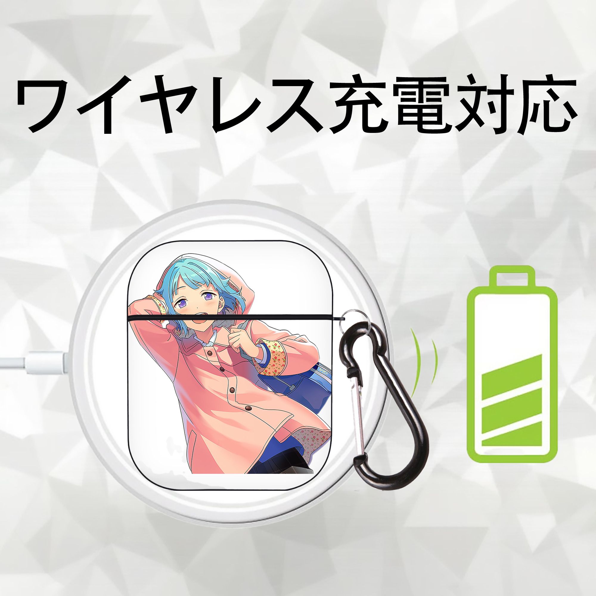 あんさんぶるスターズ! Ensemble Stars AirPods 第2世代保護ケース ハードシェル ブラック 耐衝撃・防指紋・カラビナ付き