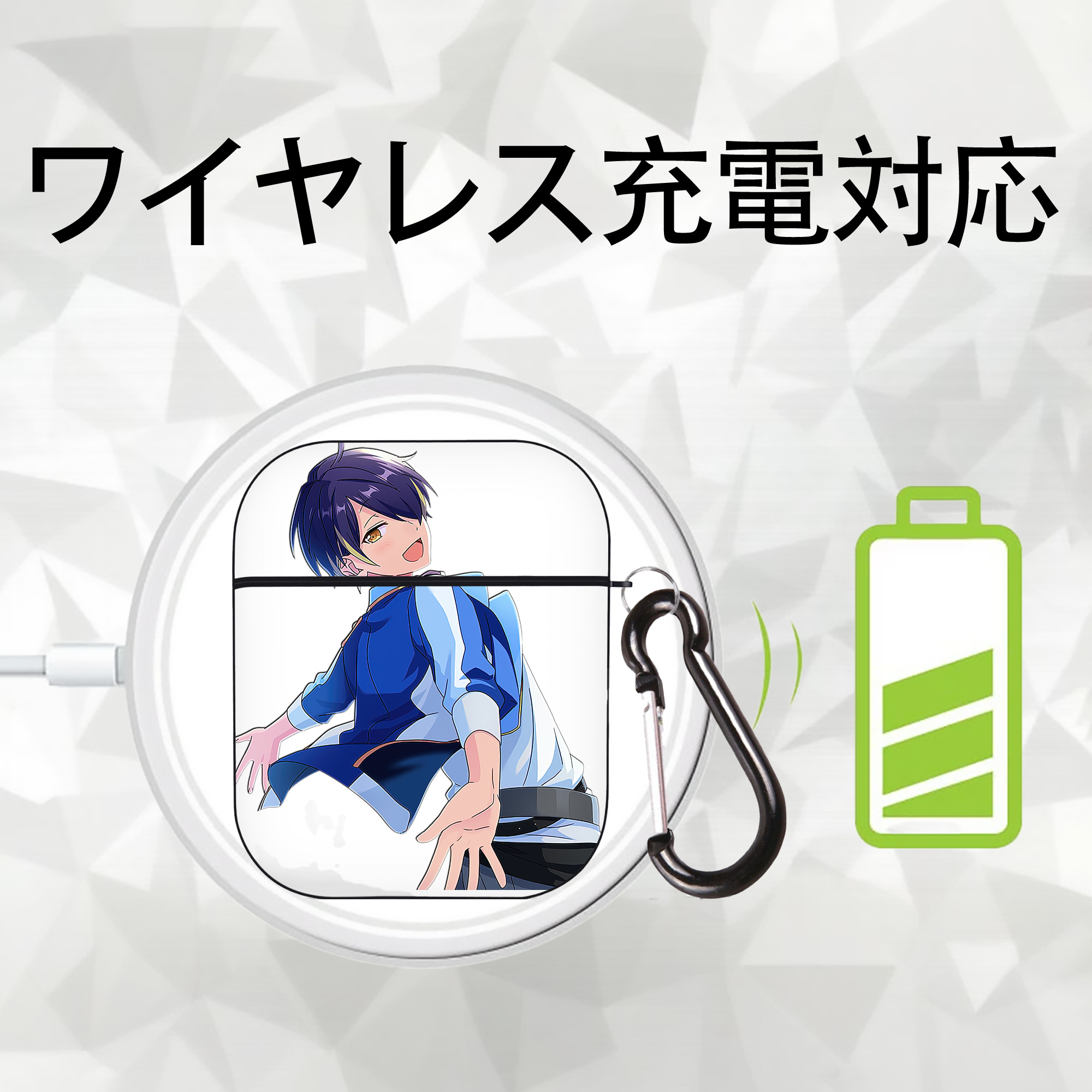 あんさんぶるスターズ! Ensemble Stars AirPods 第2世代保護ケース ハードシェル ブラック 耐衝撃・防指紋・カラビナ付き