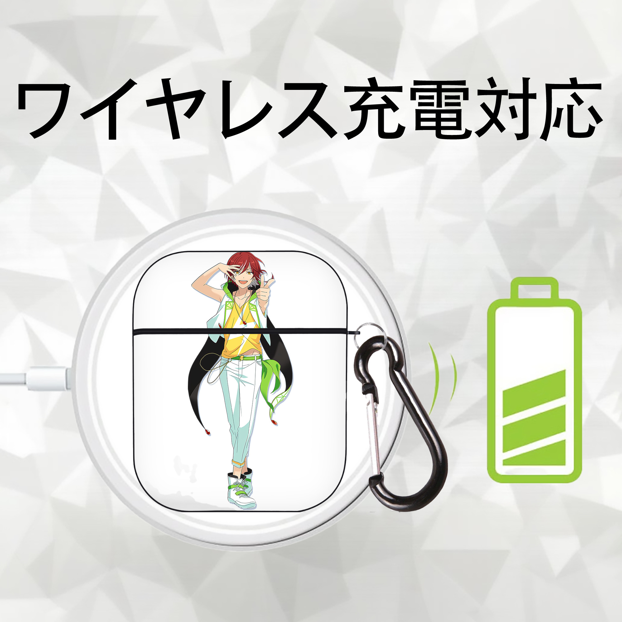 あんさんぶるスターズ! Ensemble Stars AirPods 第2世代保護ケース ハードシェル ブラック 耐衝撃・防指紋・カラビナ付き