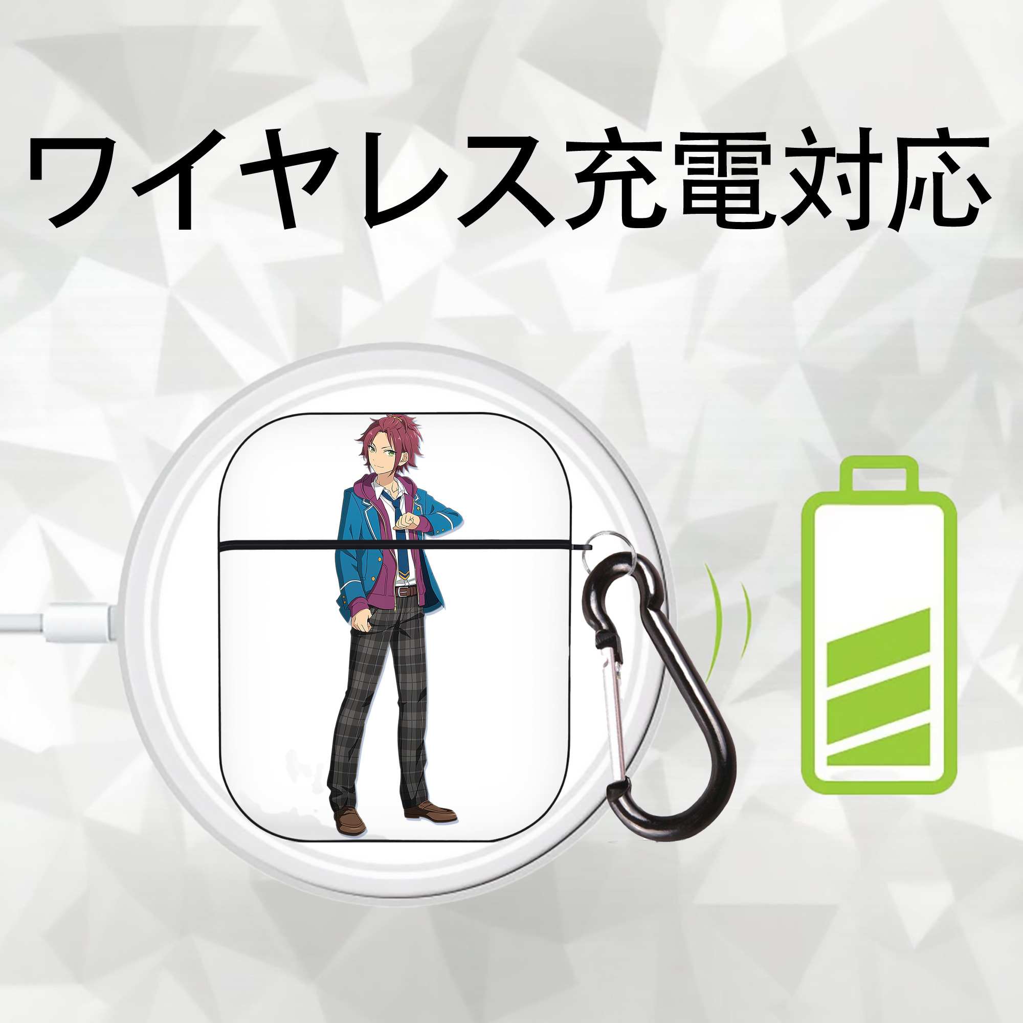 あんさんぶるスターズ! Ensemble Stars AirPods 第2世代保護ケース ハードシェル ブラック 耐衝撃・防指紋・カラビナ付き