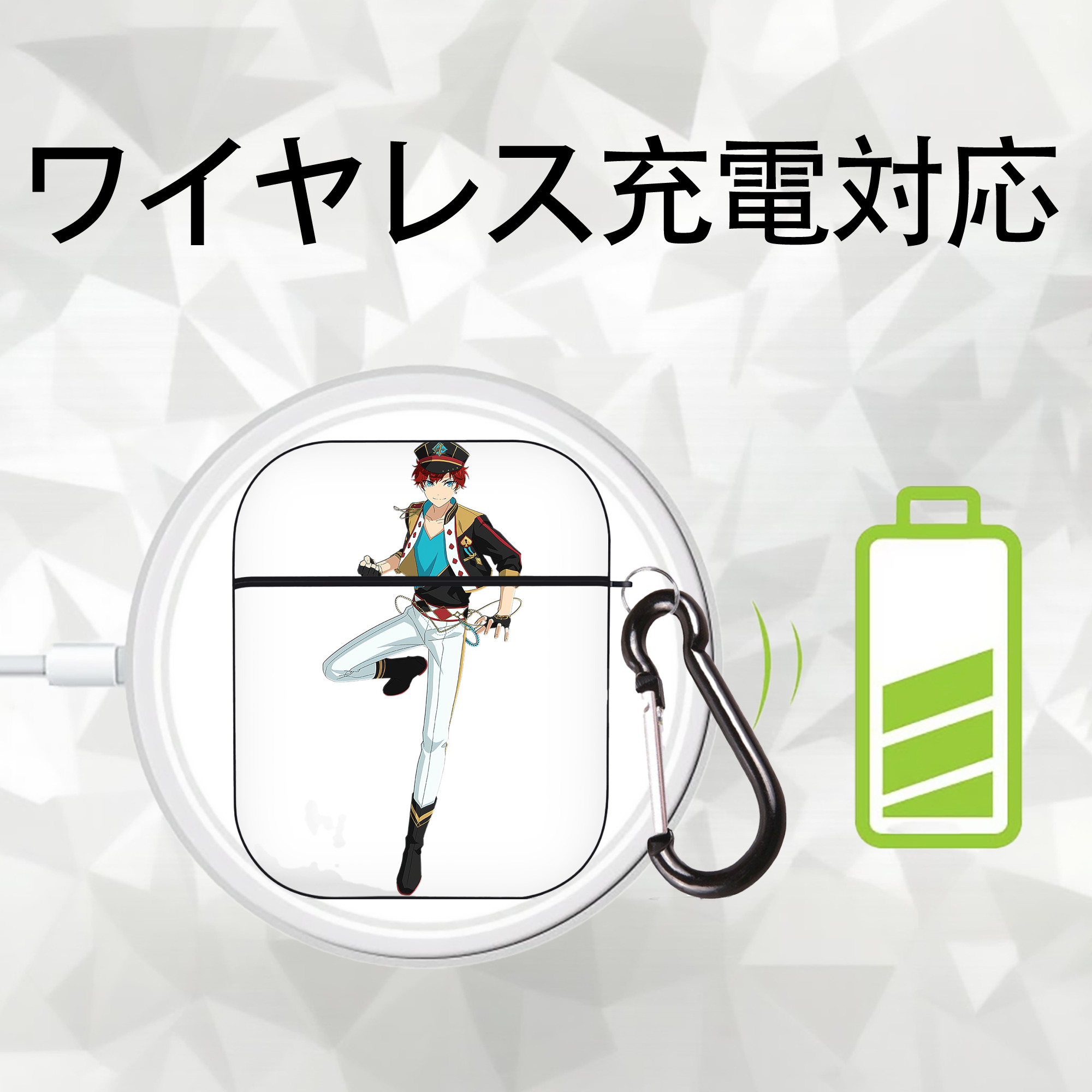 あんさんぶるスターズ! Ensemble Stars AirPods 第2世代保護ケース ハードシェル ブラック 耐衝撃・防指紋・カラビナ付き