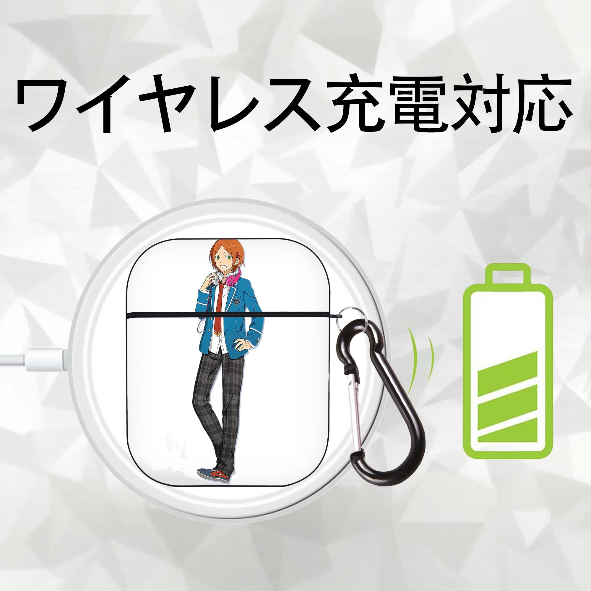 あんさんぶるスターズ! Ensemble Stars AirPods 第2世代保護ケース ハードシェル ブラック 耐衝撃・防指紋・カラビナ付き