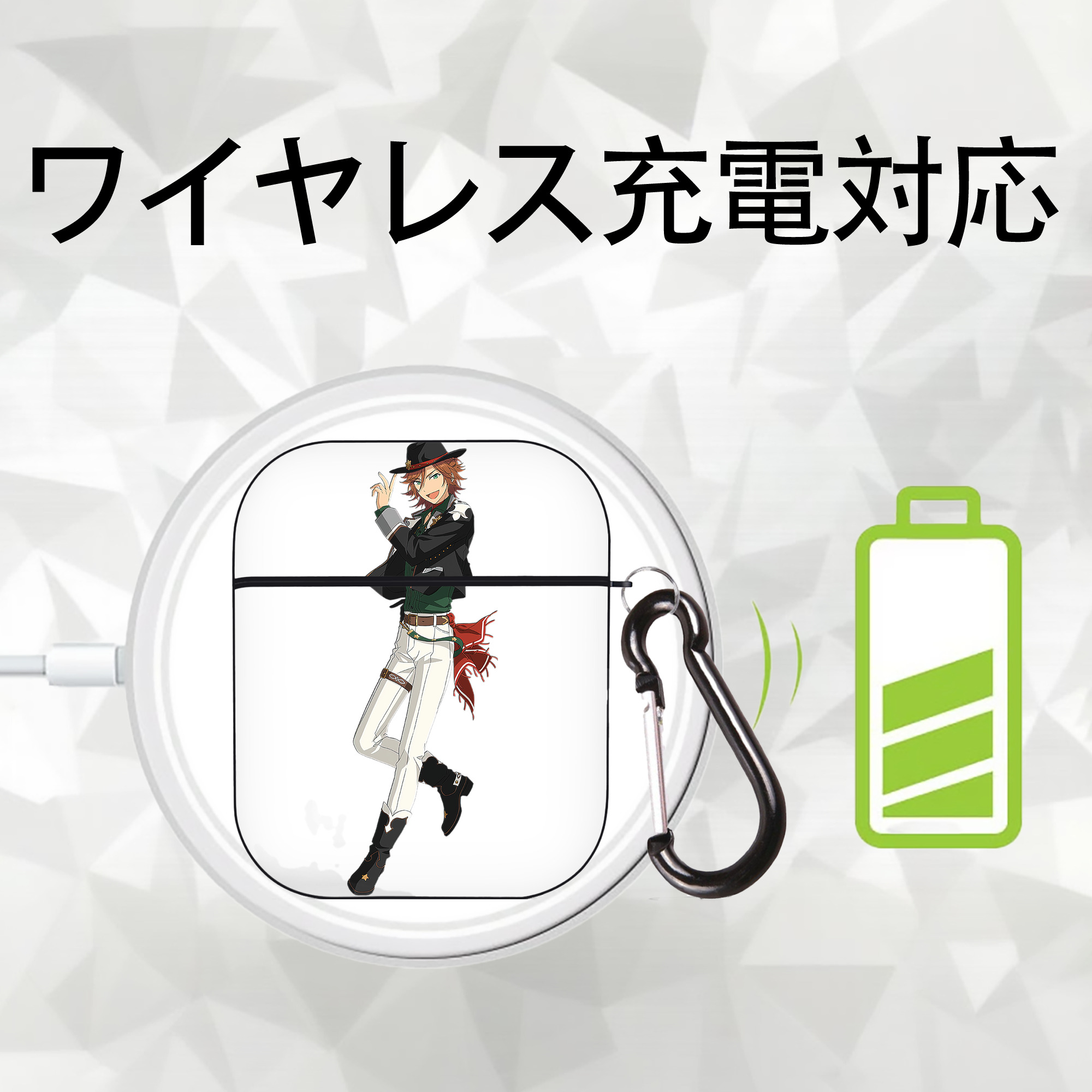 あんさんぶるスターズ! Ensemble Stars AirPods 第2世代保護ケース ハードシェル ブラック 耐衝撃・防指紋・カラビナ付き