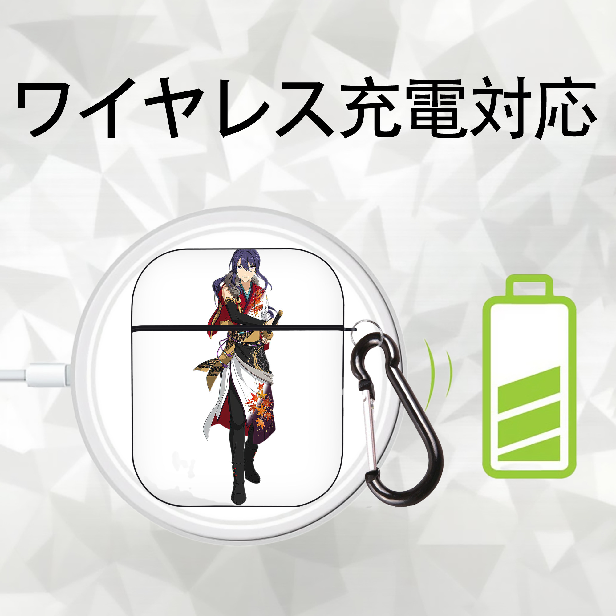 あんさんぶるスターズ! Ensemble Stars AirPods 第2世代保護ケース ハードシェル ブラック 耐衝撃・防指紋・カラビナ付き