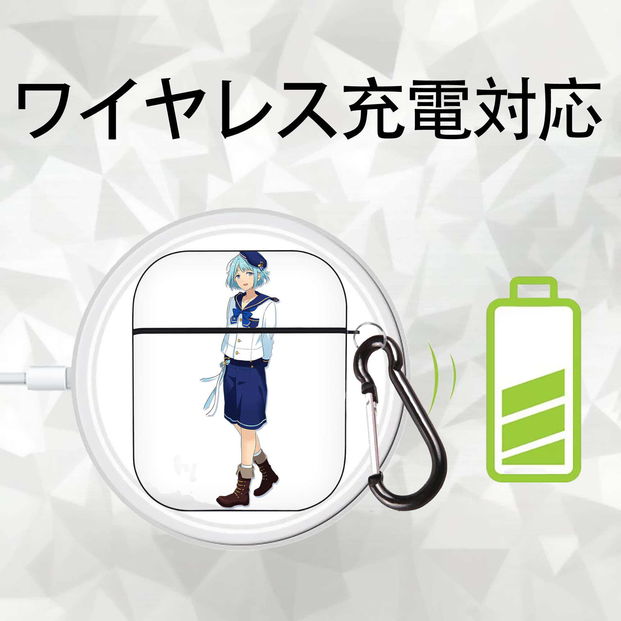 あんさんぶるスターズ! Ensemble Stars AirPods 第2世代保護ケース ハードシェル ブラック 耐衝撃・防指紋・カラビナ付き