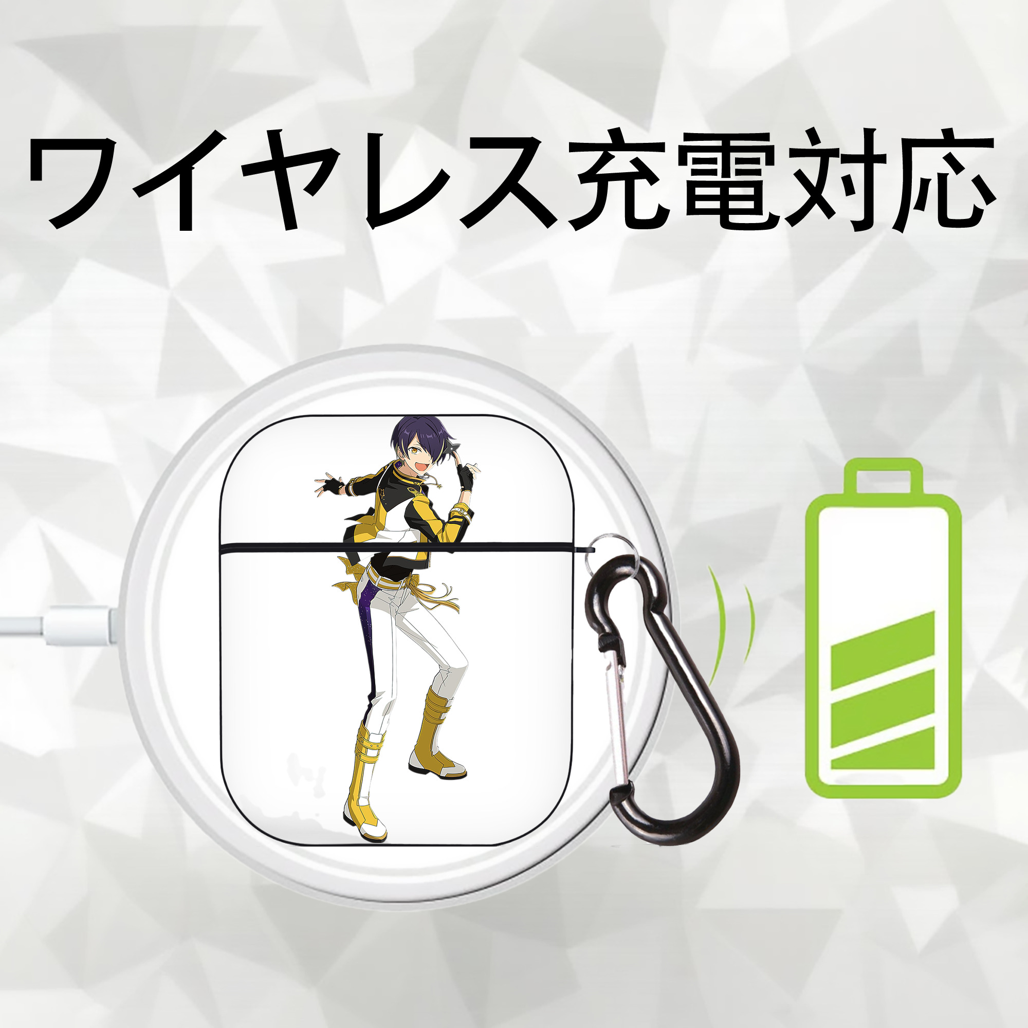あんさんぶるスターズ! Ensemble Stars AirPods 第2世代保護ケース ハードシェル ブラック 耐衝撃・防指紋・カラビナ付き