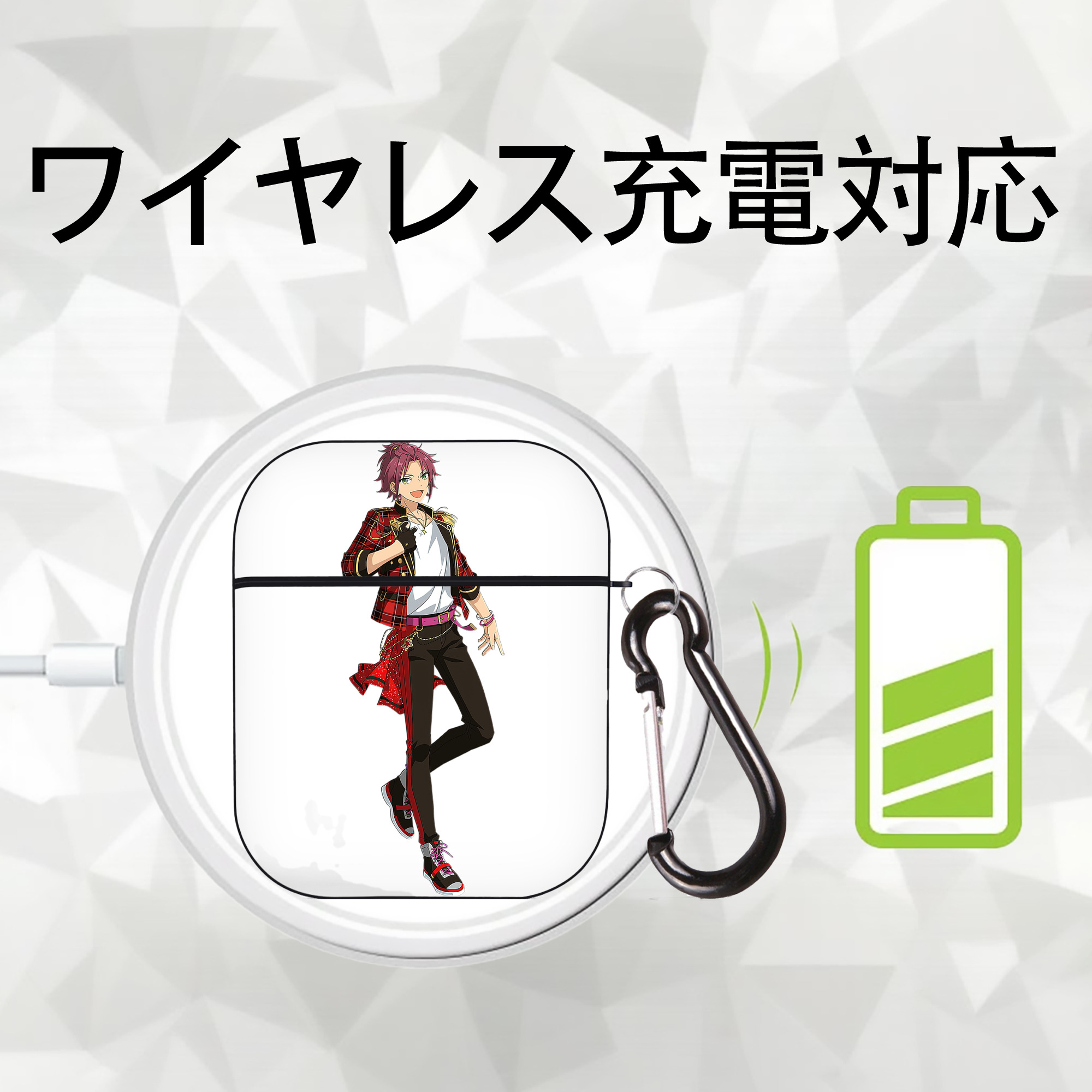 あんさんぶるスターズ! Ensemble Stars AirPods 第2世代保護ケース ハードシェル ブラック 耐衝撃・防指紋・カラビナ付き