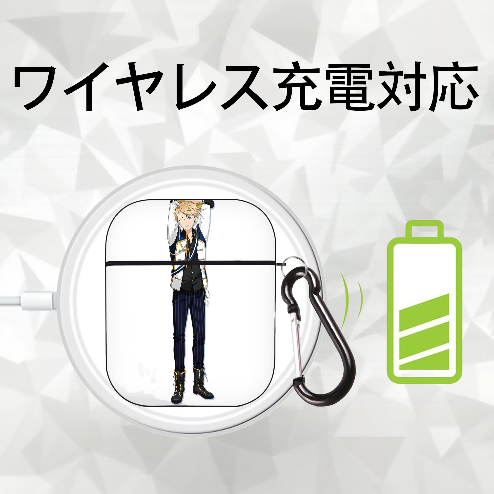あんさんぶるスターズ! Ensemble Stars AirPods 第2世代保護ケース ハードシェル ブラック 耐衝撃・防指紋・カラビナ付き