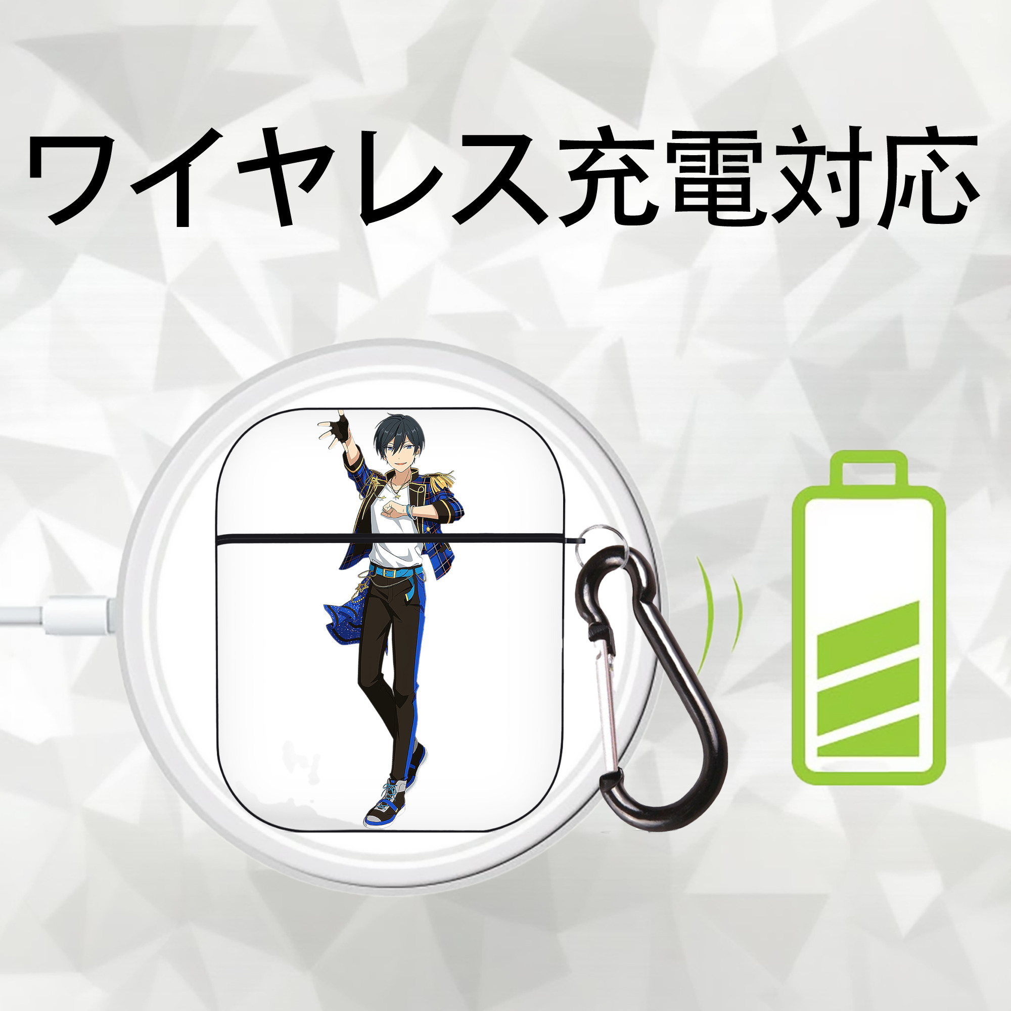 あんさんぶるスターズ! Ensemble Stars AirPods 第2世代保護ケース ハードシェル ブラック 耐衝撃・防指紋・カラビナ付き