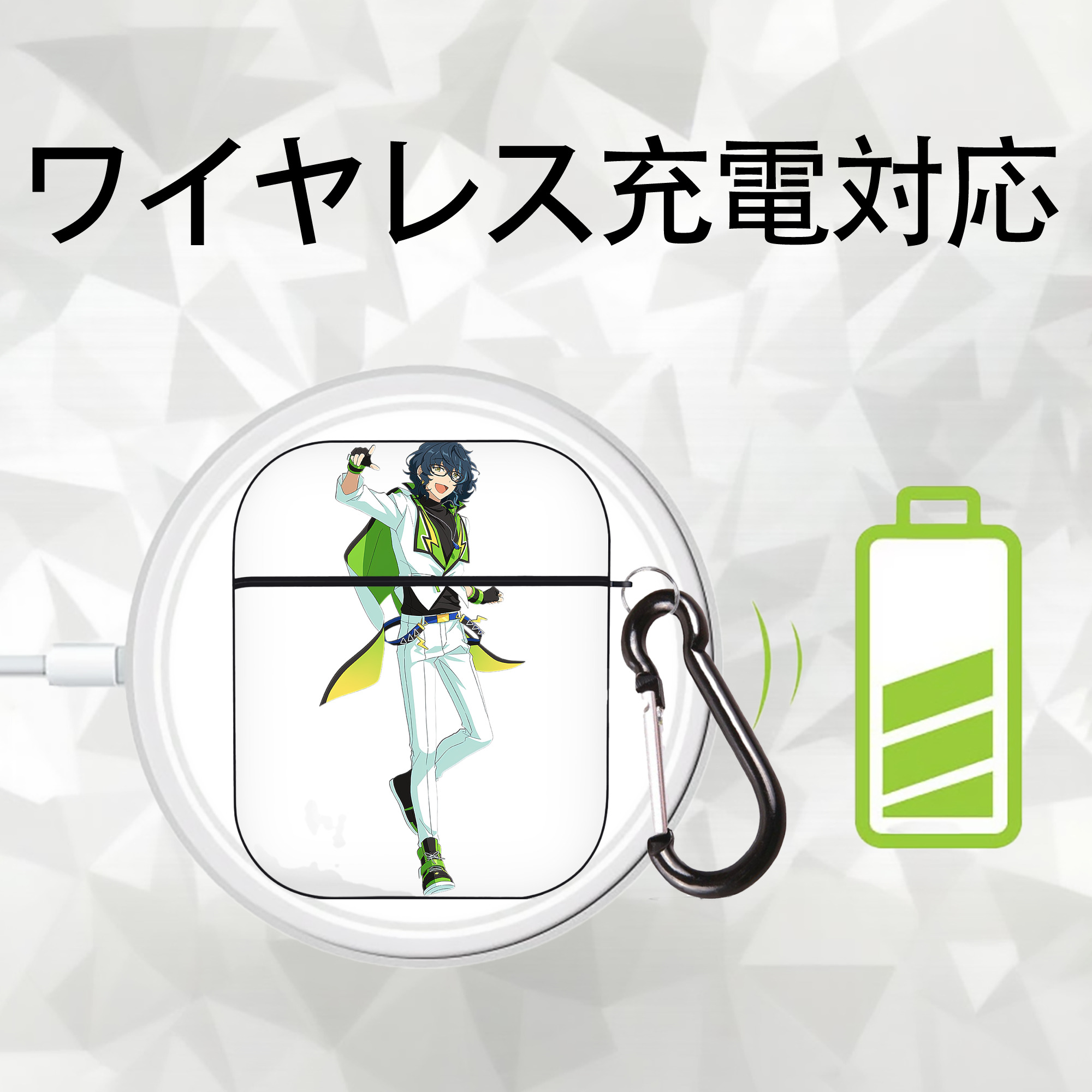 あんさんぶるスターズ! Ensemble Stars AirPods 第2世代保護ケース ハードシェル ブラック 耐衝撃・防指紋・カラビナ付き