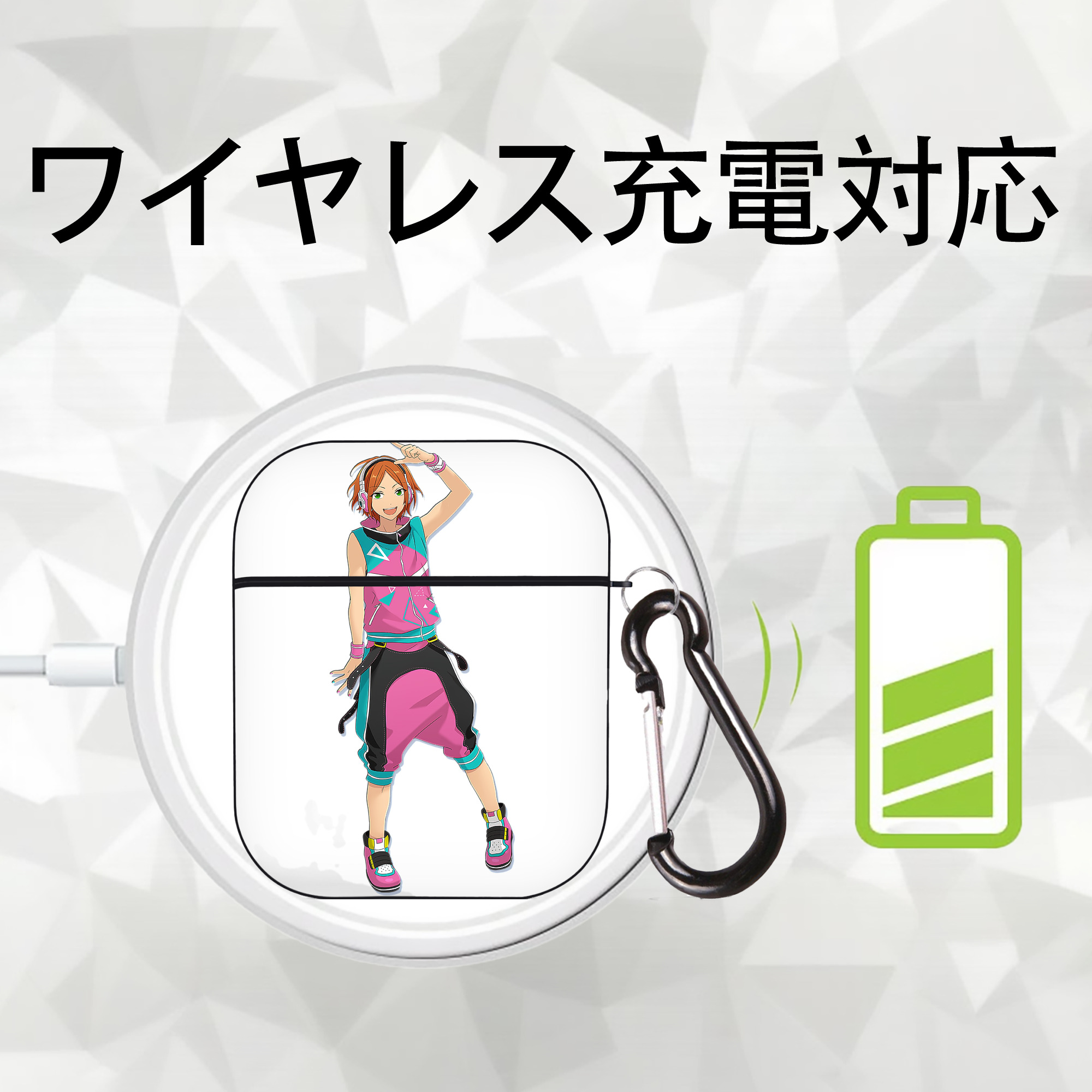 あんさんぶるスターズ! Ensemble Stars AirPods 第2世代保護ケース ハードシェル ブラック 耐衝撃・防指紋・カラビナ付き