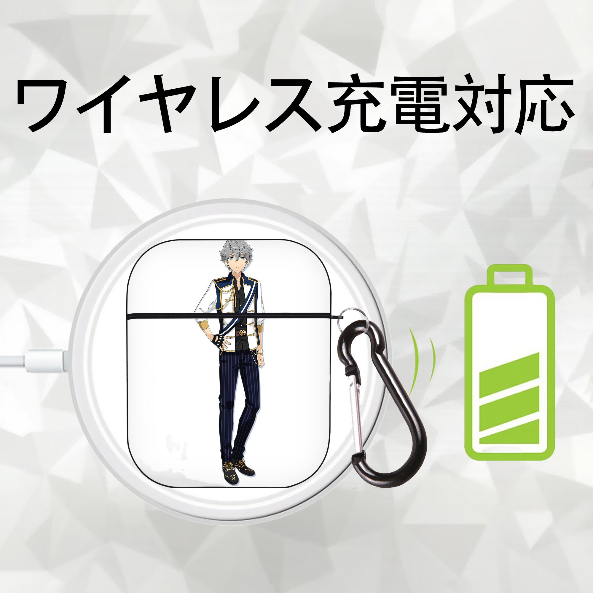 あんさんぶるスターズ! Ensemble Stars AirPods 第2世代保護ケース ハードシェル ブラック 耐衝撃・防指紋・カラビナ付き