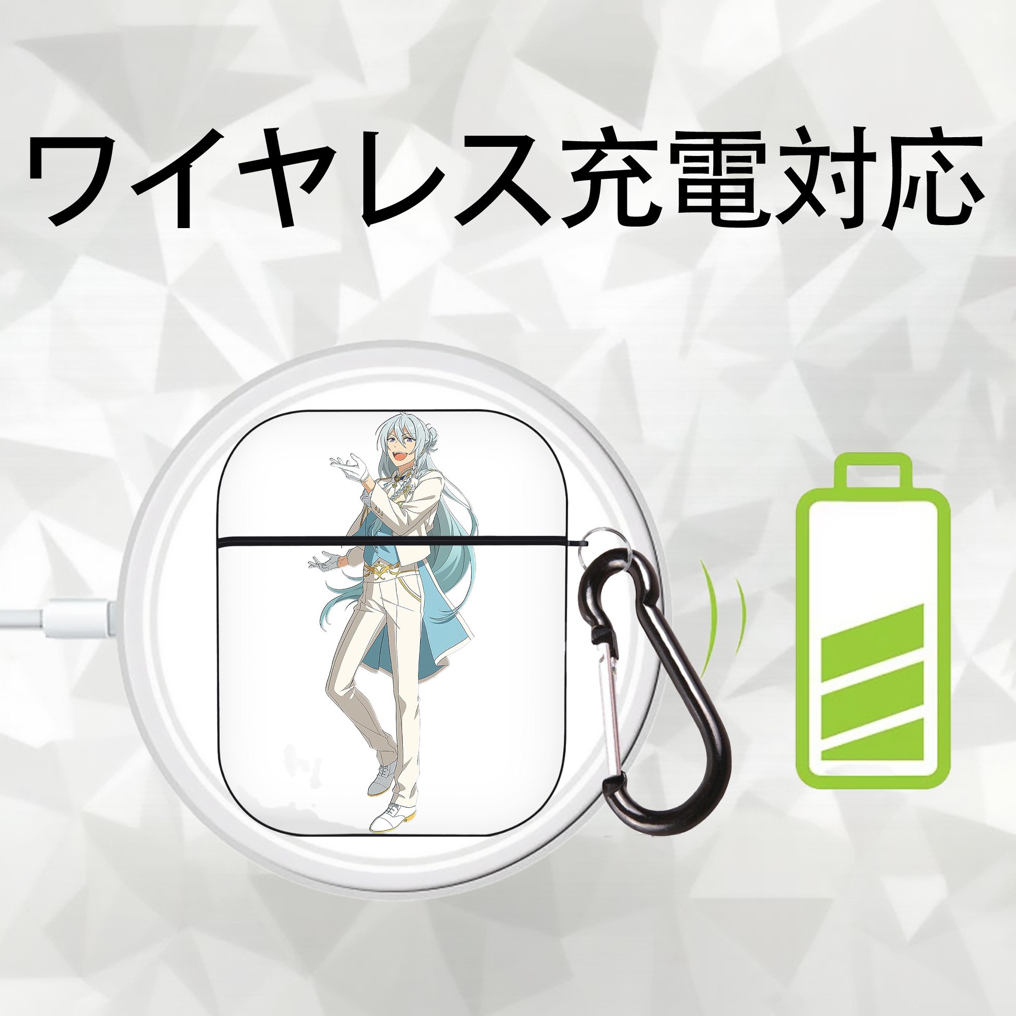 あんさんぶるスターズ! Ensemble Stars AirPods 第2世代保護ケース ハードシェル ブラック 耐衝撃・防指紋・カラビナ付き