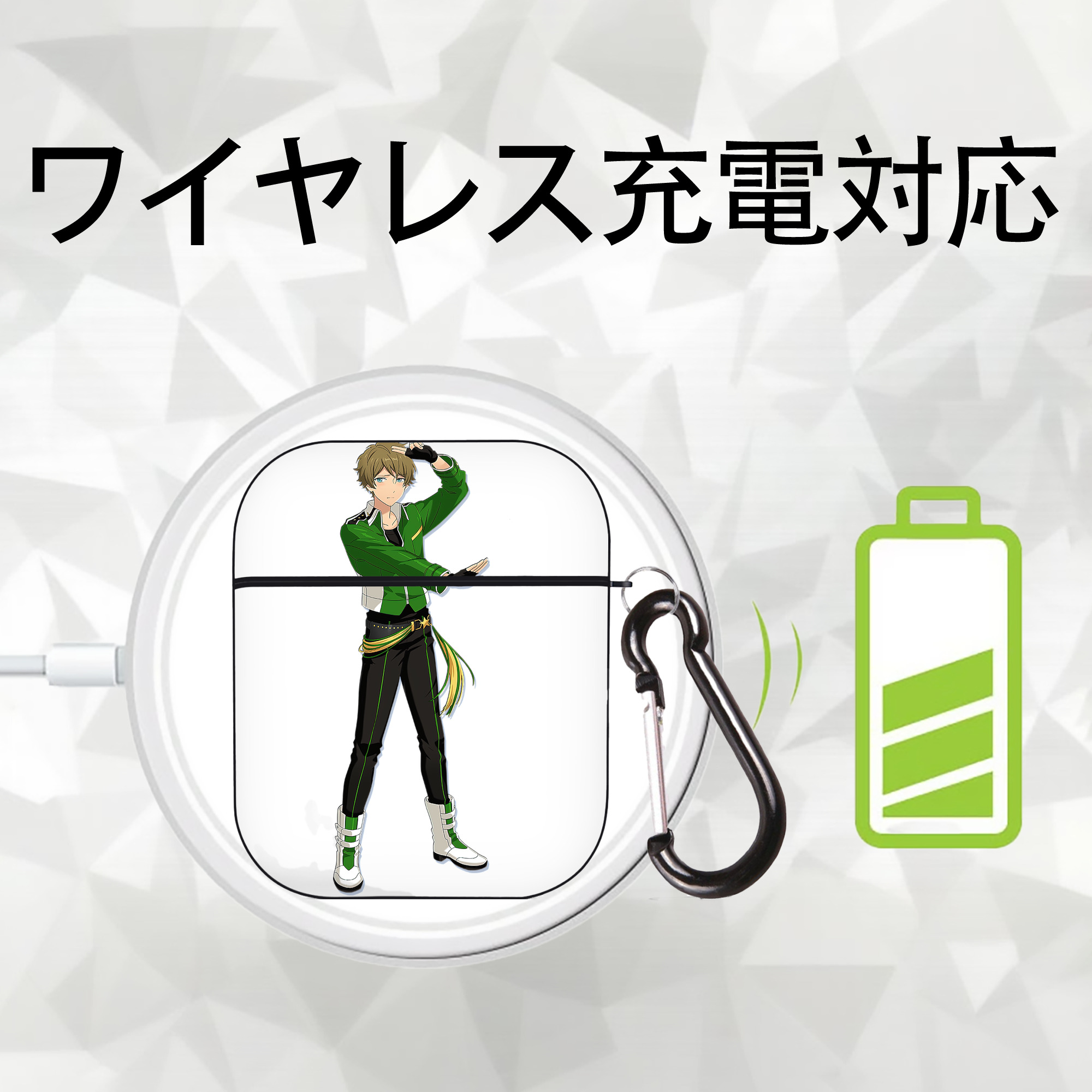 あんさんぶるスターズ! Ensemble Stars AirPods 第2世代保護ケース ハードシェル ブラック 耐衝撃・防指紋・カラビナ付き