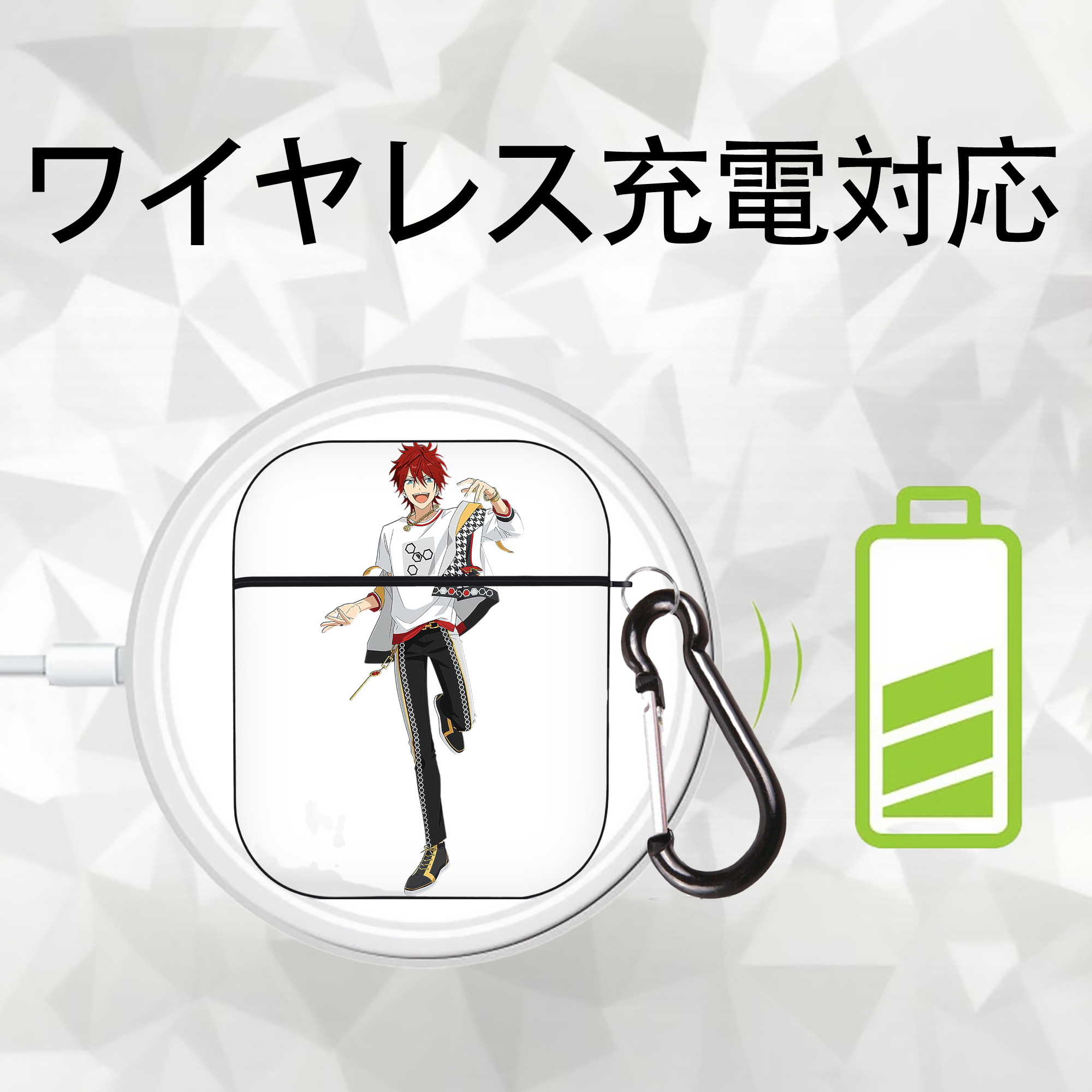 あんさんぶるスターズ! Ensemble Stars AirPods 第2世代保護ケース ハードシェル ブラック 耐衝撃・防指紋・カラビナ付き