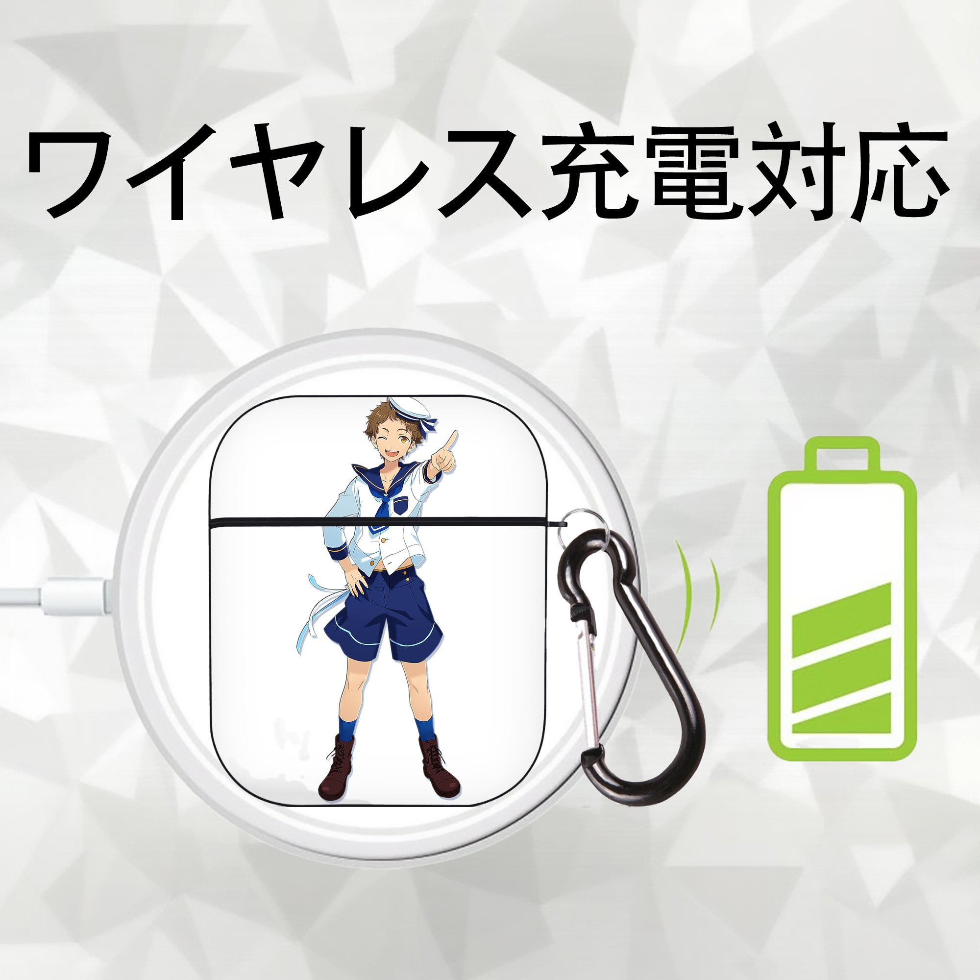 あんさんぶるスターズ! Ensemble Stars AirPods 第2世代保護ケース ハードシェル ブラック 耐衝撃・防指紋・カラビナ付き