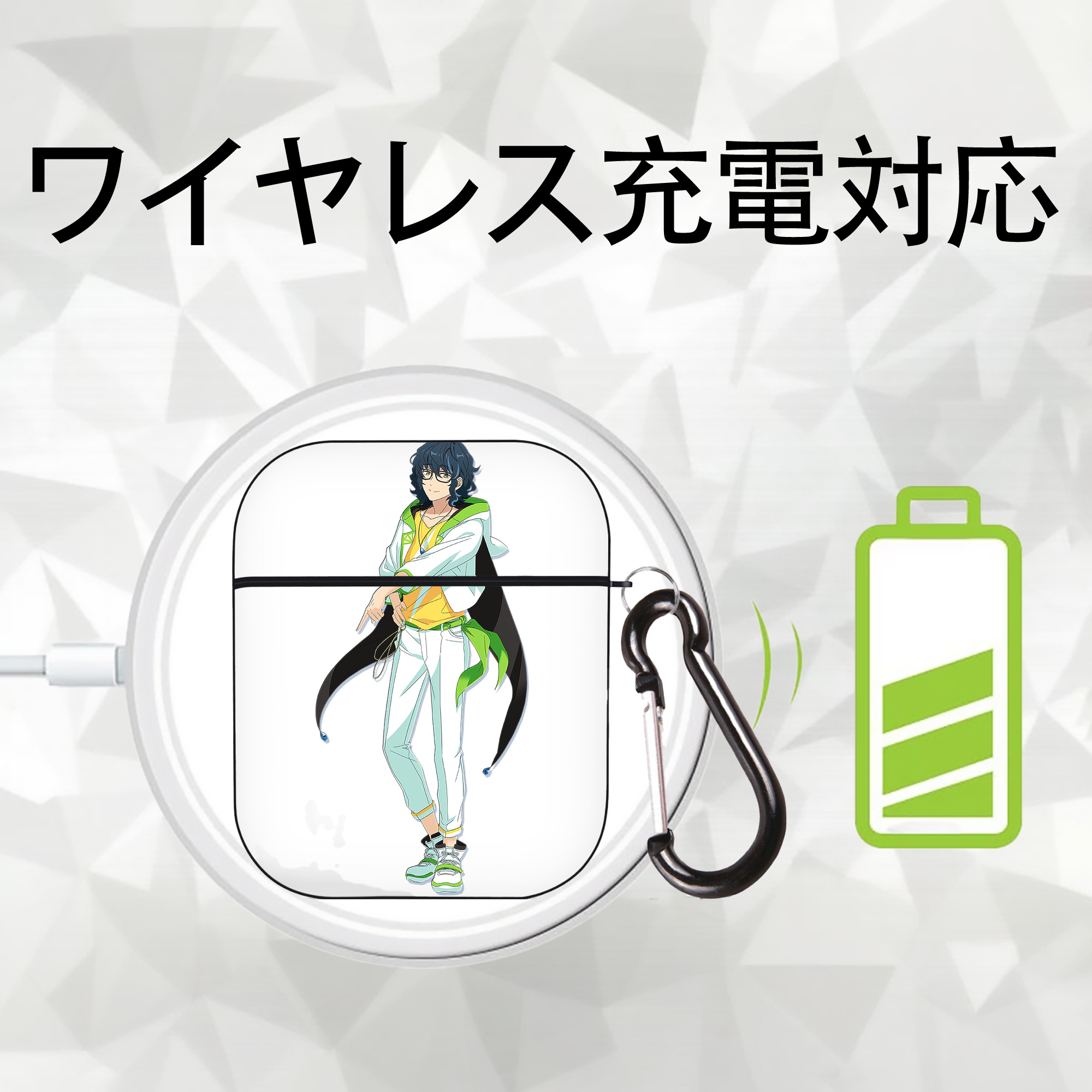 あんさんぶるスターズ! Ensemble Stars AirPods 第2世代保護ケース ハードシェル ブラック 耐衝撃・防指紋・カラビナ付き