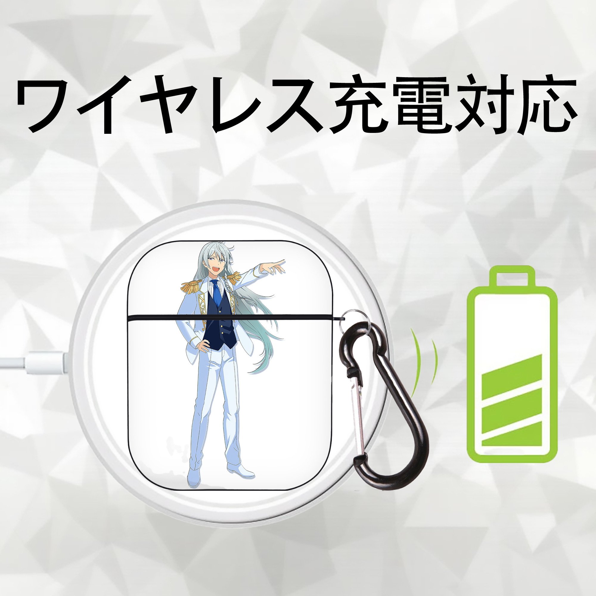 あんさんぶるスターズ! Ensemble Stars AirPods 第2世代保護ケース ハードシェル ブラック 耐衝撃・防指紋・カラビナ付き