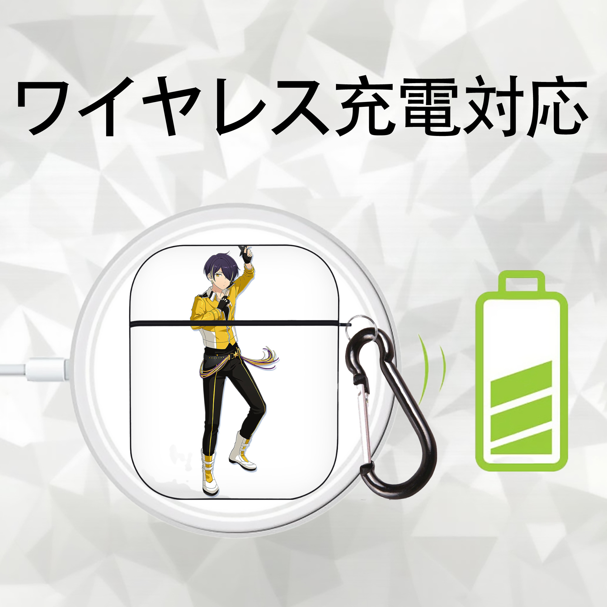 あんさんぶるスターズ! Ensemble Stars AirPods 第2世代保護ケース ハードシェル ブラック 耐衝撃・防指紋・カラビナ付き