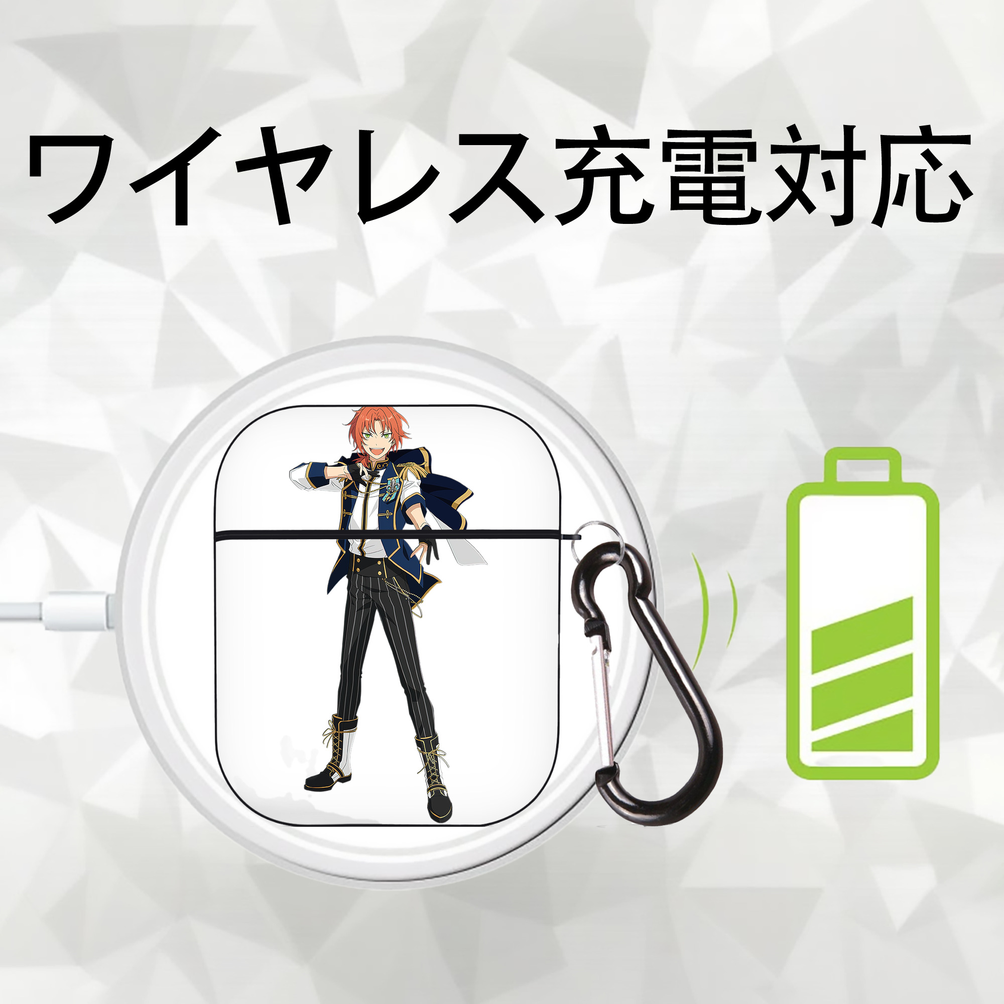 あんさんぶるスターズ! Ensemble Stars AirPods 第2世代保護ケース ハードシェル ブラック 耐衝撃・防指紋・カラビナ付き
