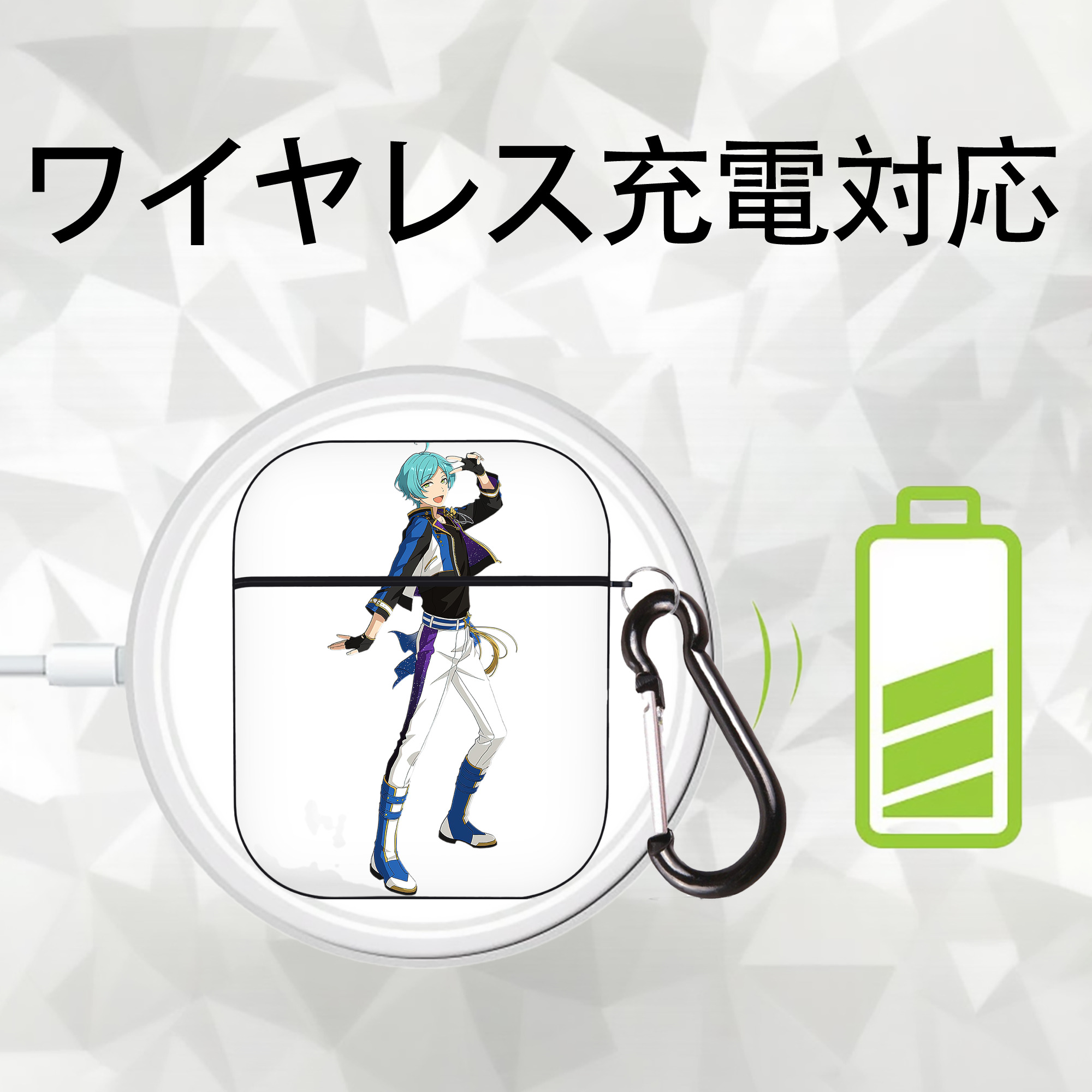 あんさんぶるスターズ! Ensemble Stars AirPods 第2世代保護ケース ハードシェル ブラック 耐衝撃・防指紋・カラビナ付き