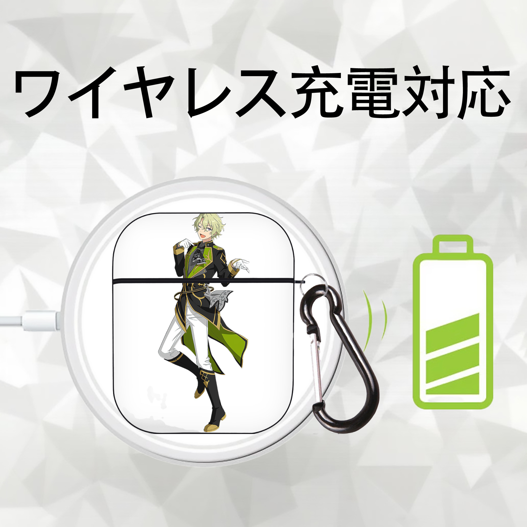 あんさんぶるスターズ! Ensemble Stars AirPods 第2世代保護ケース ハードシェル ブラック 耐衝撃・防指紋・カラビナ付き
