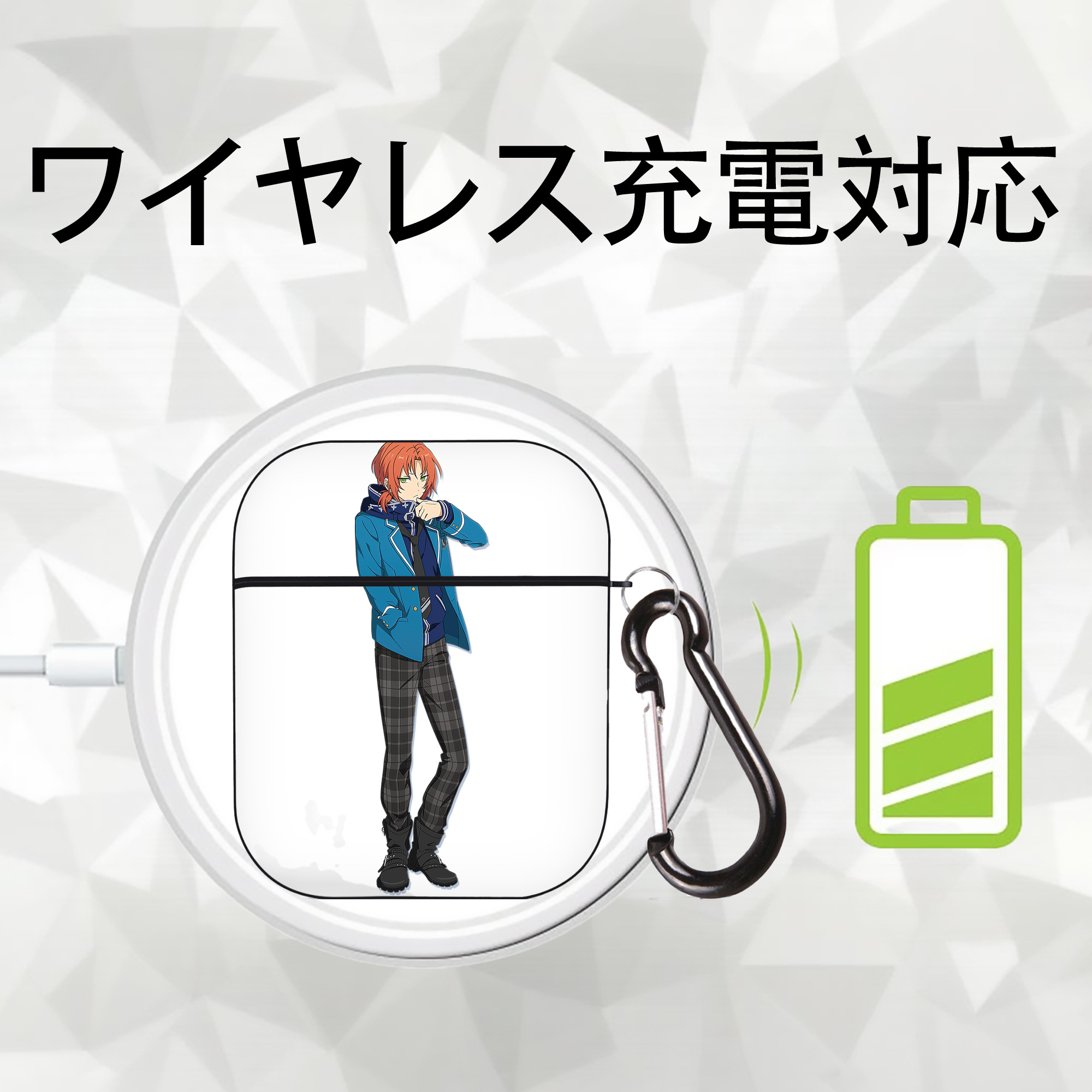 あんさんぶるスターズ! Ensemble Stars AirPods 第2世代保護ケース ハードシェル ブラック 耐衝撃・防指紋・カラビナ付き