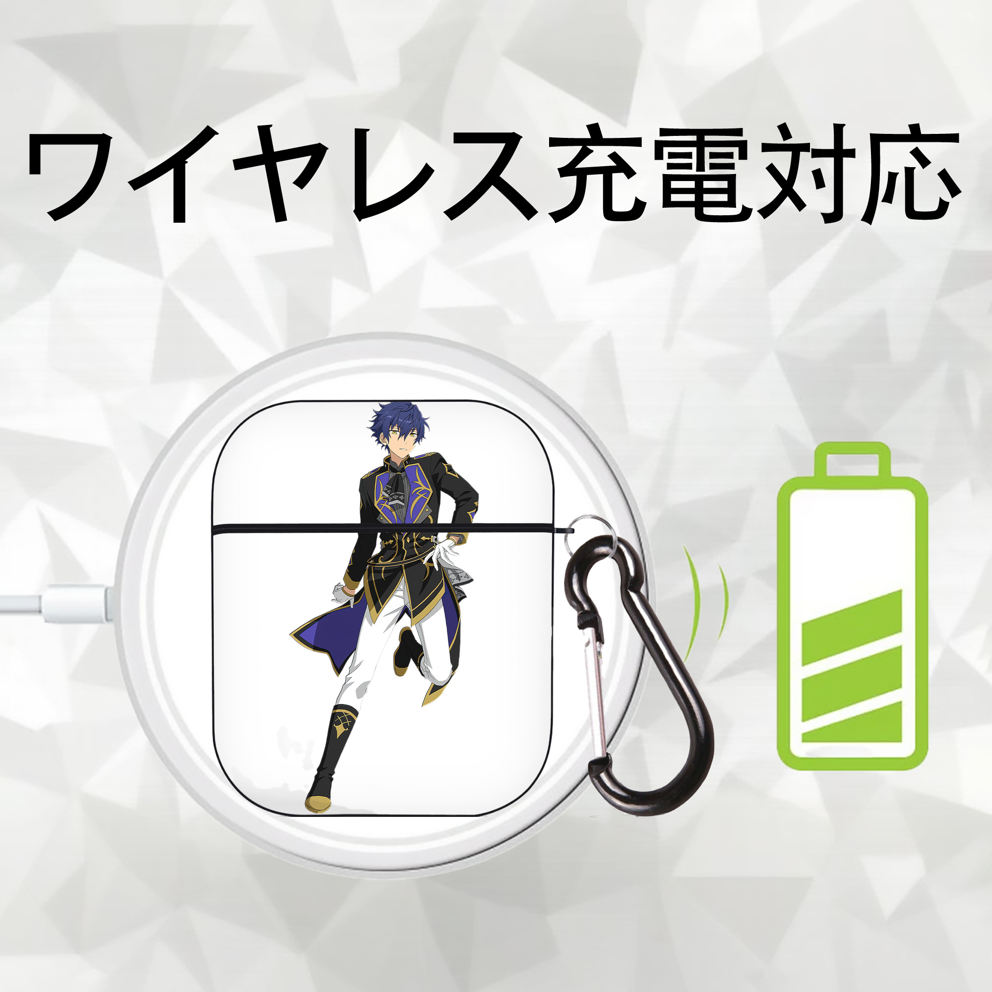 あんさんぶるスターズ! Ensemble Stars AirPods 第2世代保護ケース ハードシェル ブラック 耐衝撃・防指紋・カラビナ付き