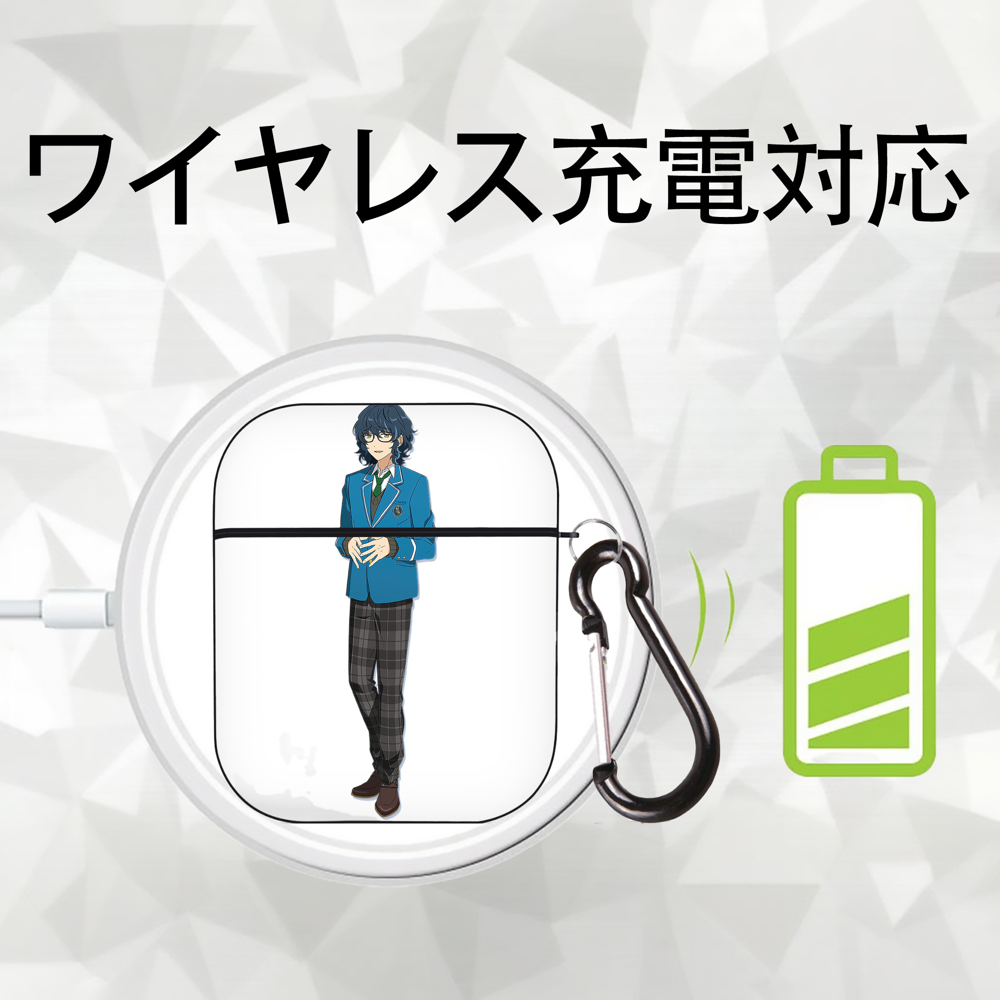 あんさんぶるスターズ! Ensemble Stars AirPods 第2世代保護ケース ハードシェル ブラック 耐衝撃・防指紋・カラビナ付き